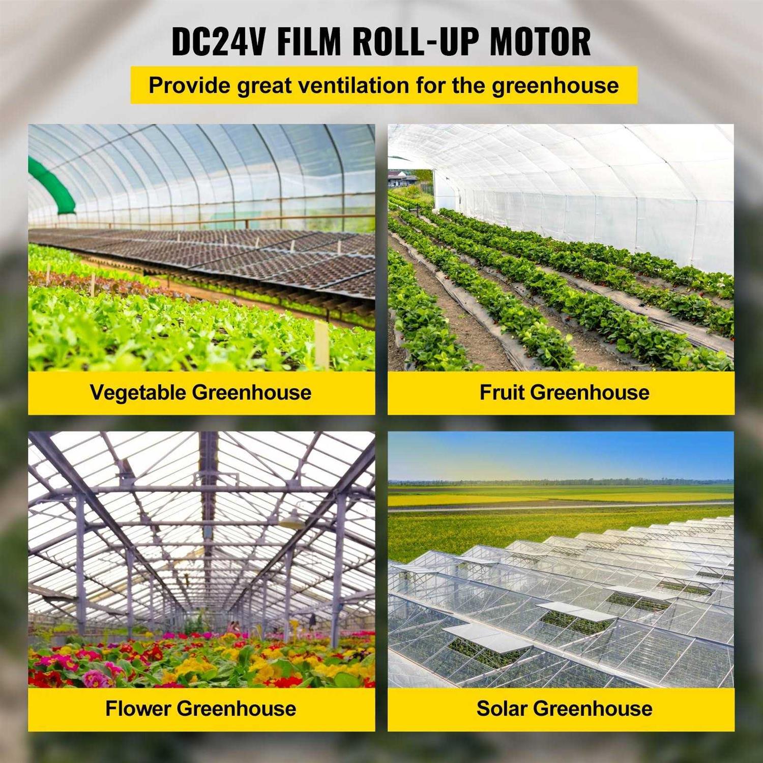 VEVOR Greenhouse Roll Up Motor 100W DC 24V 3.2 RPM Waterproof Aluminum Alloy Electric Greenhouse Frame Shed - Inhomebuy