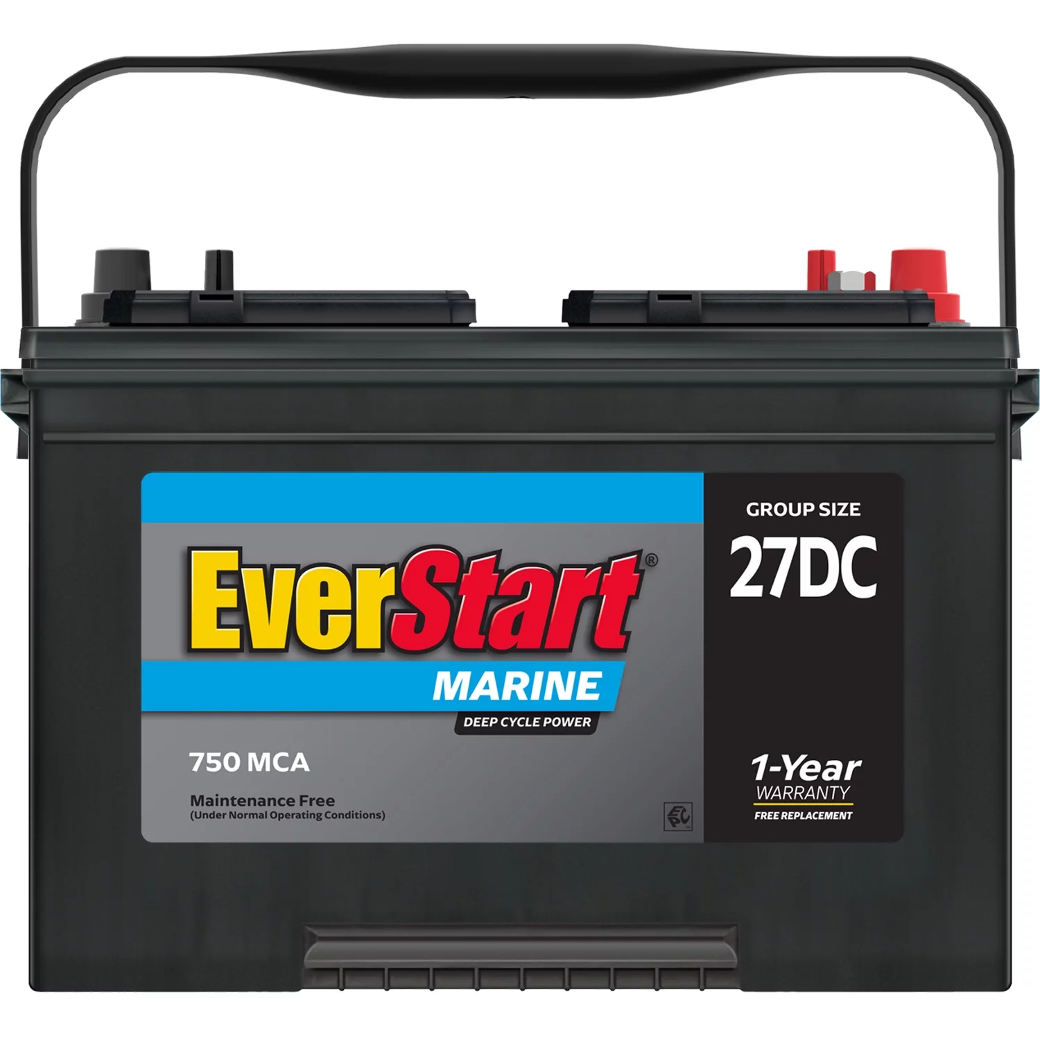 EverStart Lead Acid Marine & RV Deep Cycle Battery, Group Size 27DC 12 Volt, 750 MCA - Inhomebuy
