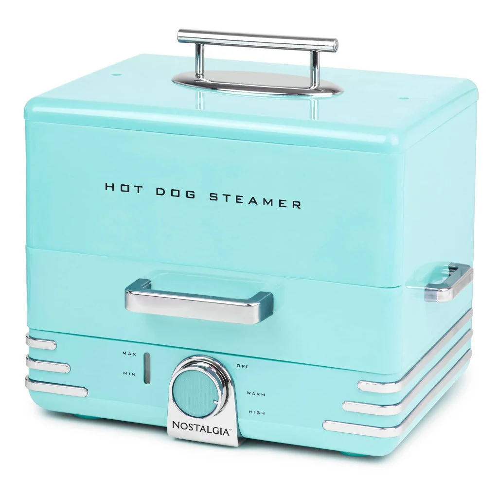 Large Diner Style Hot Dog Steamer, 20 Hot Dogs, 6 Buns, Aqua - Inhomebuy