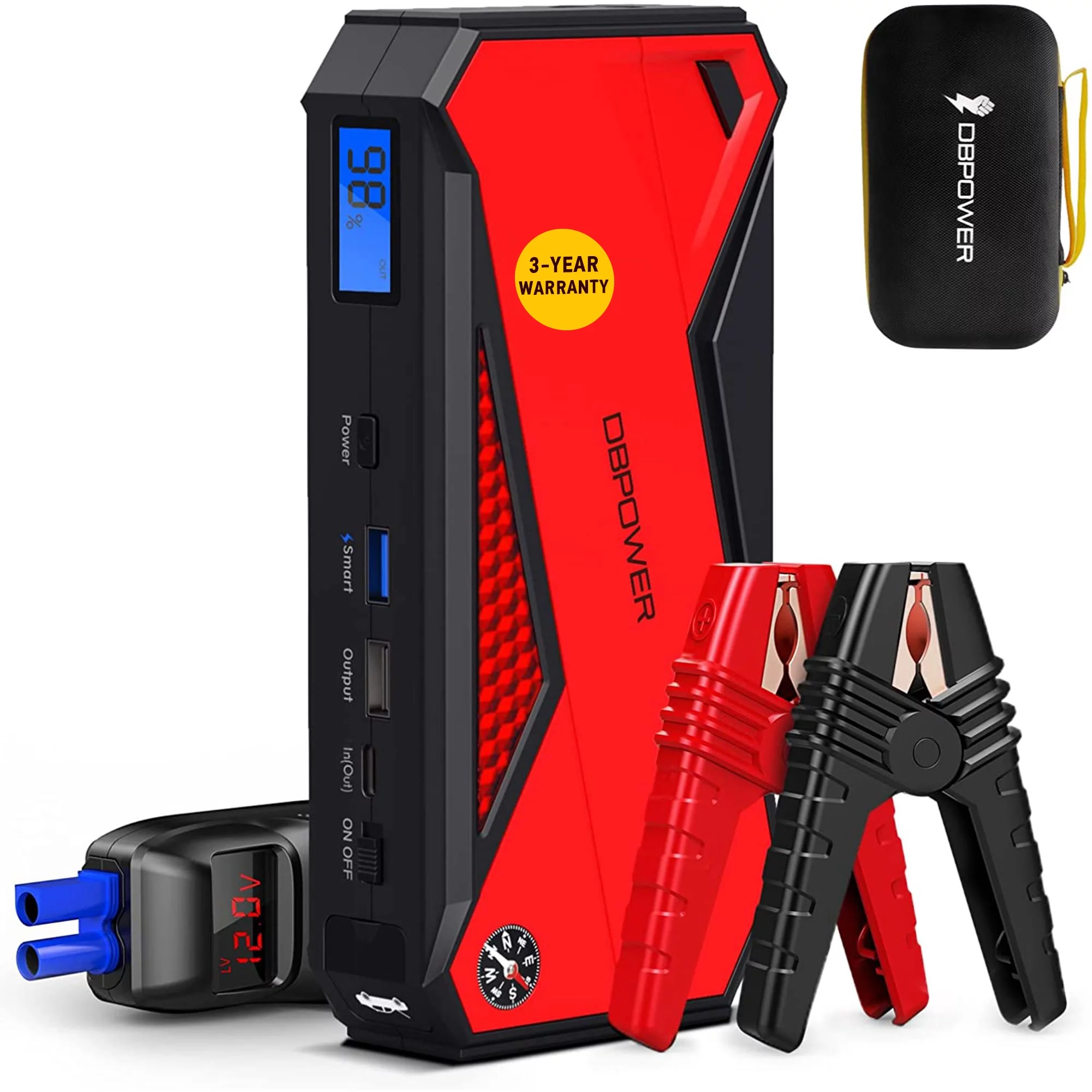 DBPOWER DJS90 1600A Peak 18000mAh Portable Car Jump Starter for up to 7.2L Gas 5.5L Diesel Engines - Inhomebuy