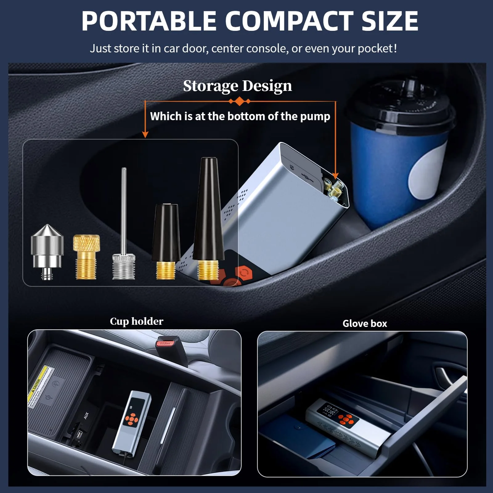 Carluck Tire Inflator Portable Air Compressor, 150 Psi Cordless Air Pump, with Automatic Shutoff, Rechargeable Battery & 12V DC, LED Light - Inhomebuy