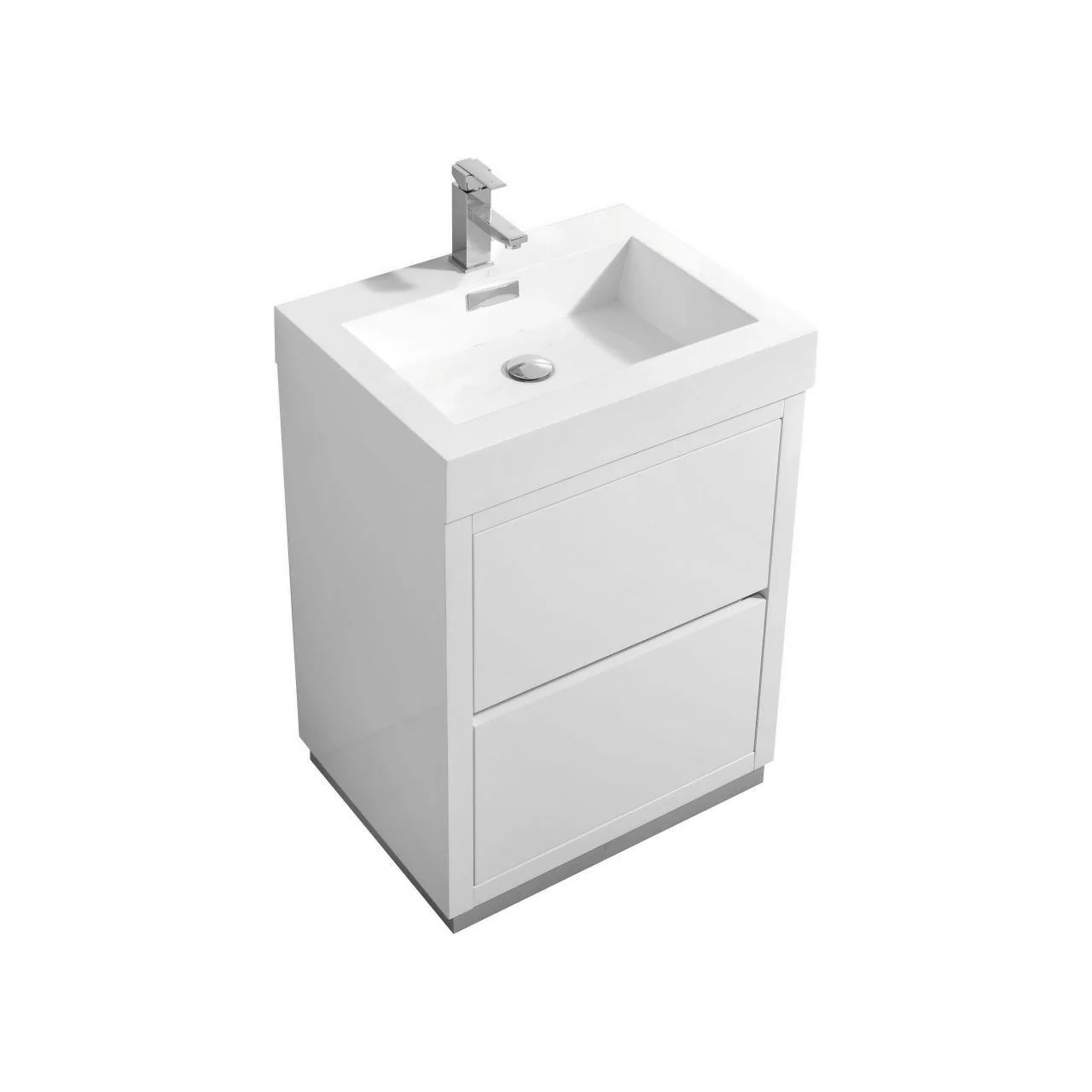 KubeBath Bliss 24 in. Free Standing Modern Bathroom Vanity - High Gloss White, FMB24-GW - Inhomebuy