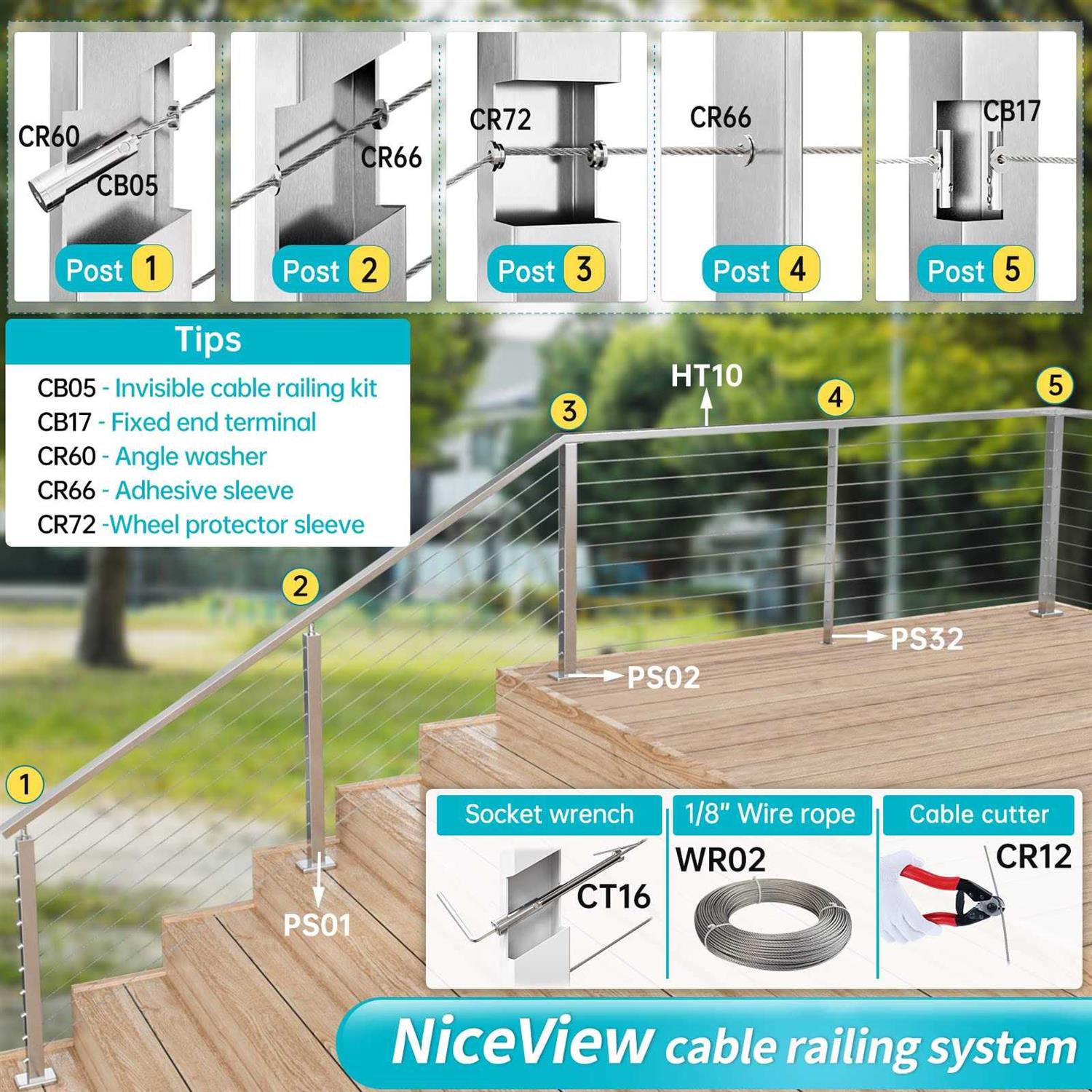 Muzata 36×3/8×2 Level-drilled Post PS32 - Inhomebuy