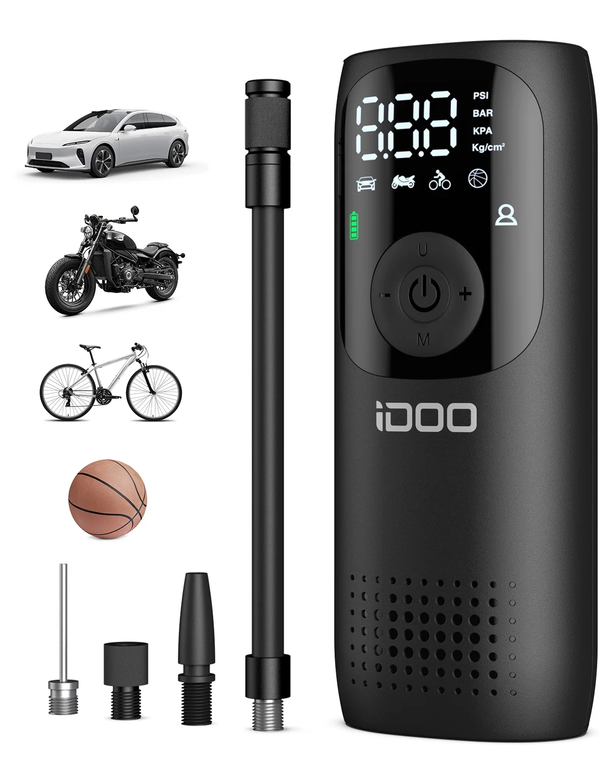 iDOO 150PSI Cordless Tire Inflator 4000mAh Portable Air Compressor Fits Car/Bicycle/Motorcycle Tires Balls - Inhomebuy