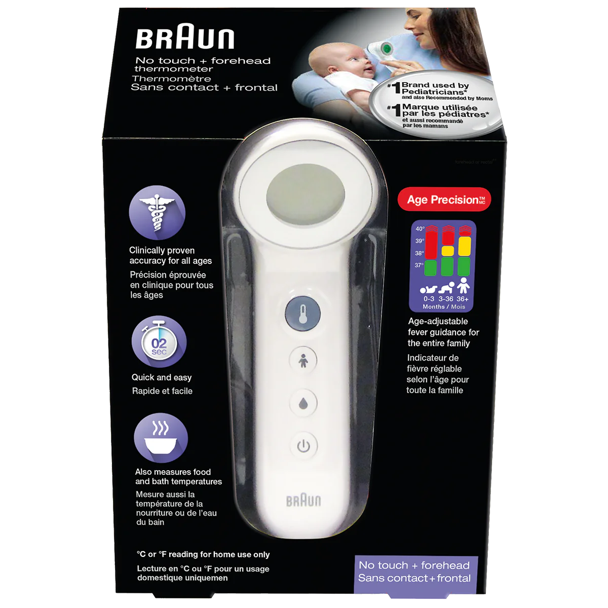 Braun Forehead Thermometer No Touch, incl 2x AA batt | BNT400CA - Inhomebuy