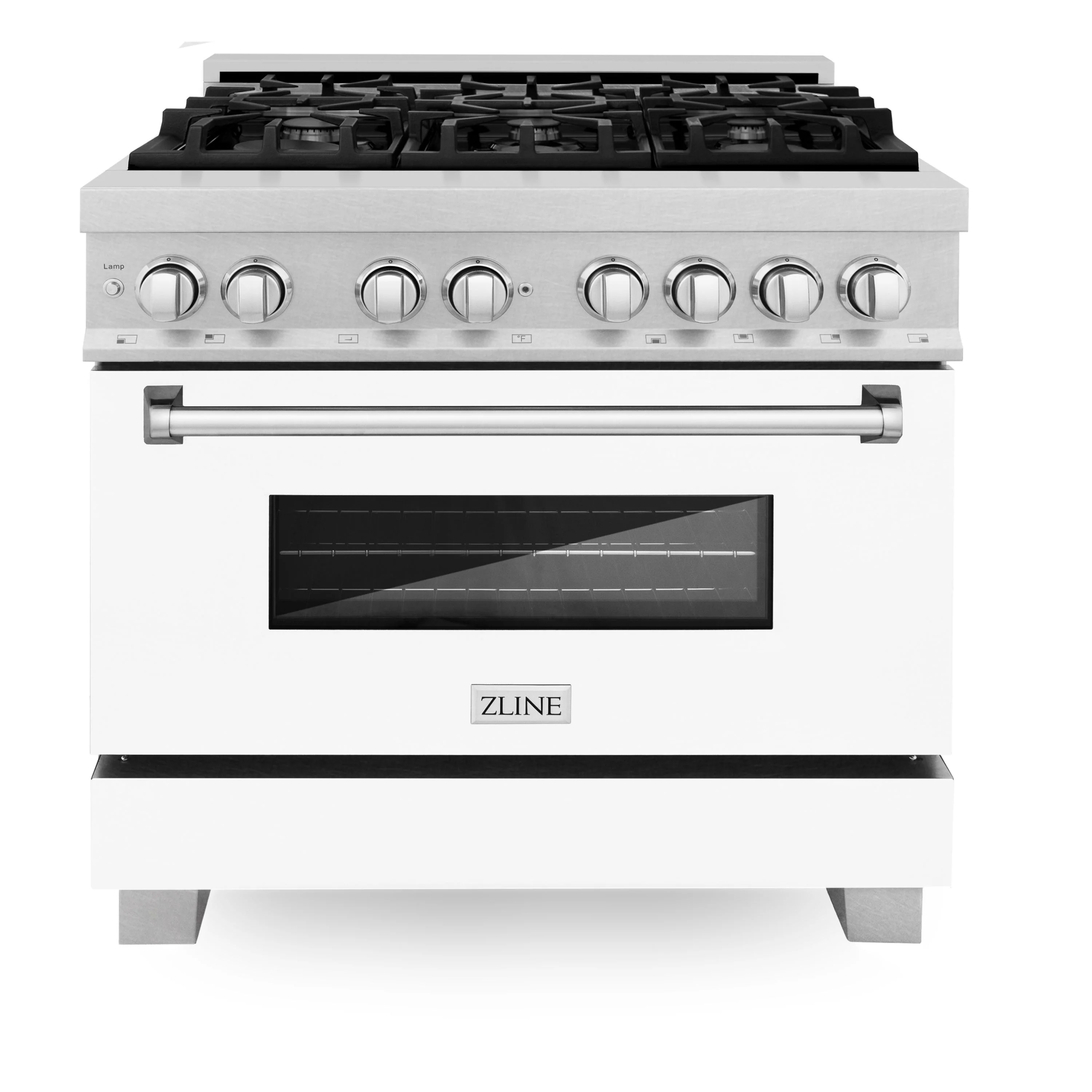 ZLINE Kitchen and Bath 36 in. Professional Gas Burner/Electric Oven in DuraSnow® Stainless with White Matte Door, RAS-WM-36 - Inhomebuy