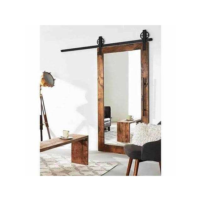 WINSOON 5-16FT Single Wood Sliding Barn Door Hardware Basic Black Big Spoke Wheel Roller Kit Garage Closet Carbon Steel Flat Track System - Inhomebuy