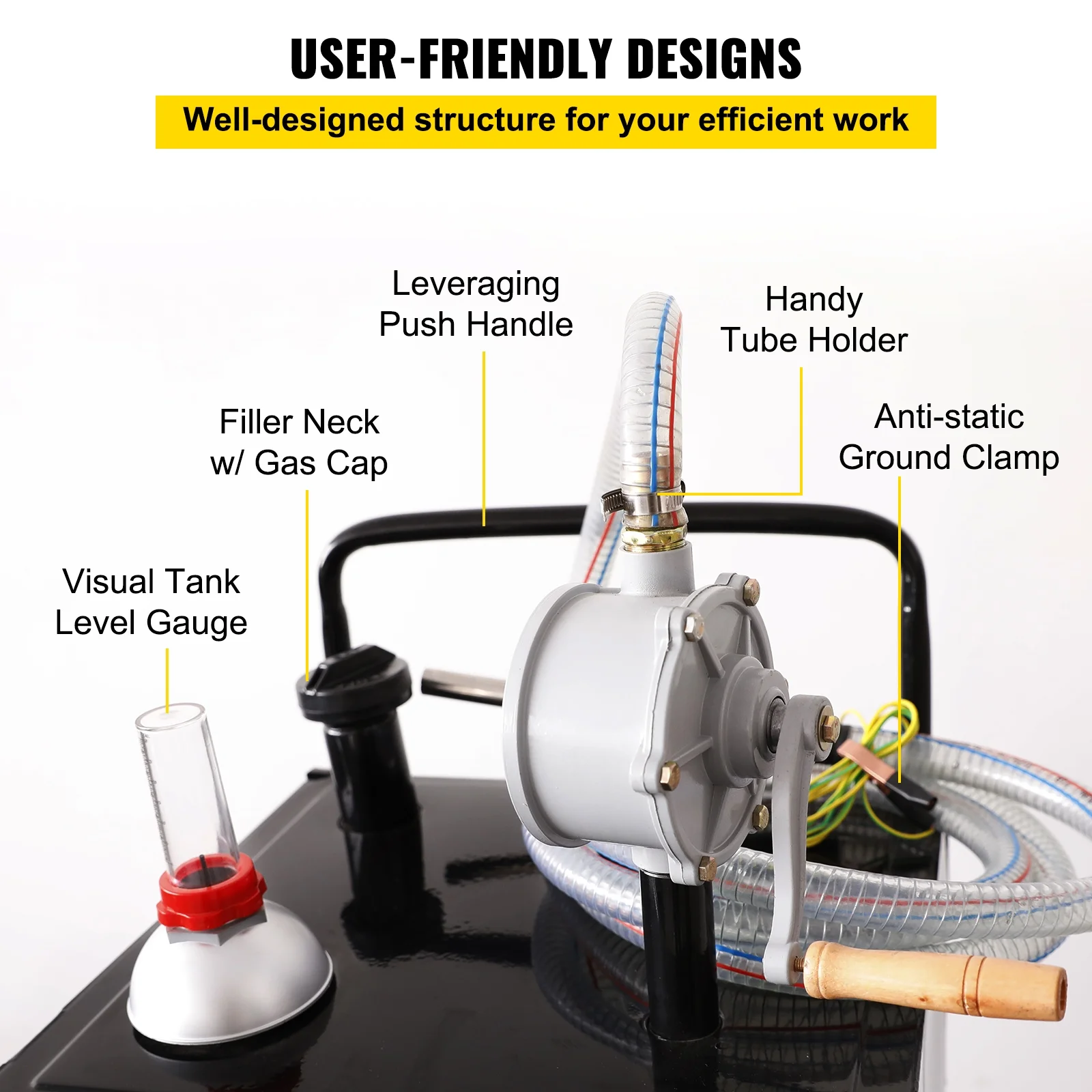 BENTISM Fuel Caddy, 30 Gallon, Gas Storage Tank & 2 Wheels, with Manuel Transfer Pump, Gasoline Diesel Fuel Container for Cars, Lawn Mowers, ATVs, Boats, More, Yellow - Inhomebuy