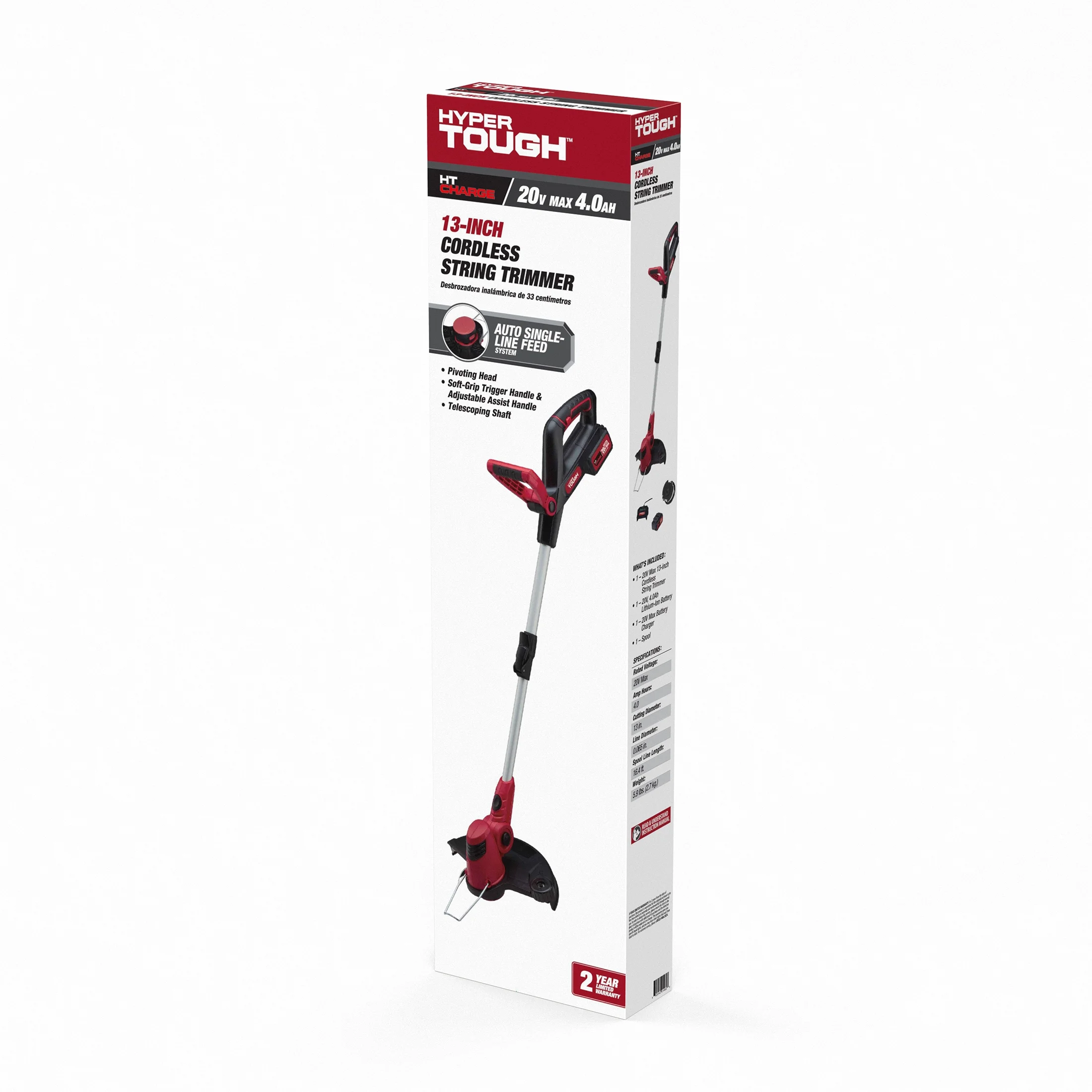 Hyper Tough 20V Max Cordless 13-inch Battery Powered String Trimmer, HT22-401-03-05 - Inhomebuy