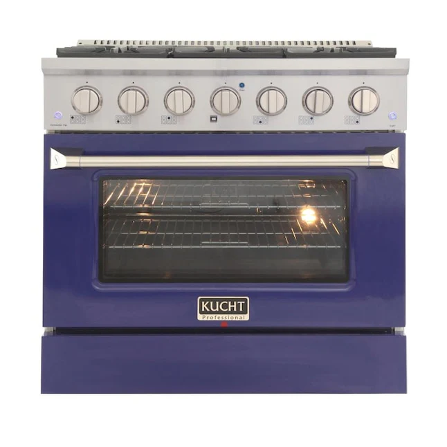 Kucht Professional 36 in. 5.2 cu ft. Propane Gas Range with Blue Door and Silver Knobs, KNG361/LP-B - Inhomebuy
