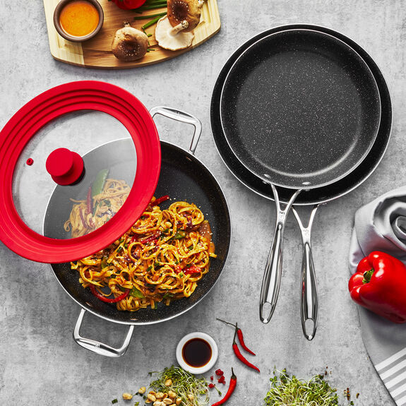 Henckels 4pc Aluminum Nonstick Cookware Set + Universal Lid, Capri Notte Series - Inhomebuy