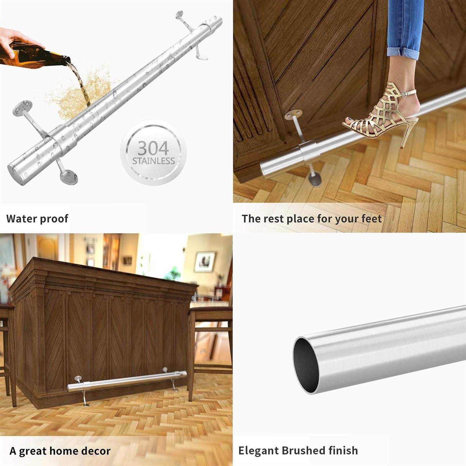 Muzata 6’6 White Flat Stainless Steel Handrail HT10 WP4 - Inhomebuy