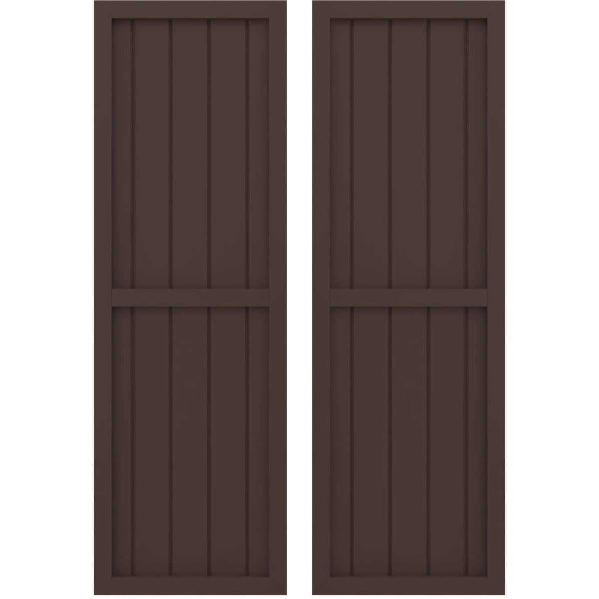 Ekena Millwork 1/2W x Americraft Board Exterior Real Wood Two Equal Panel Framed Board-n-Batten Shutters - Inhomebuy