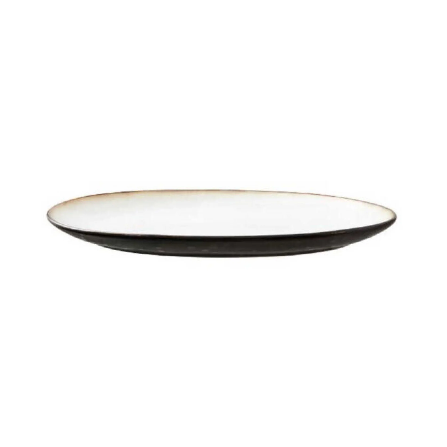 Stoneware Dish 25x36cm Black Cream - Inhomebuy
