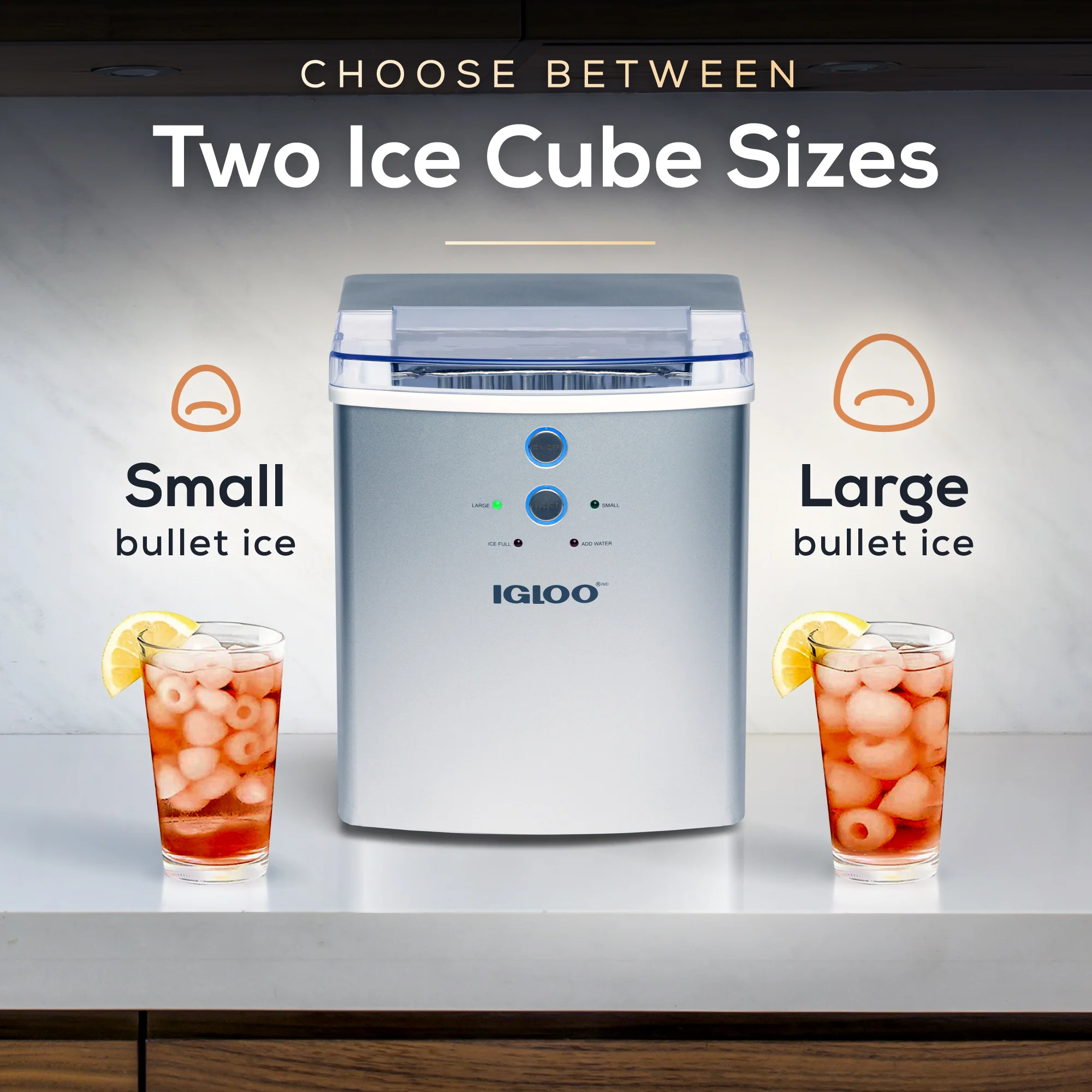 IGLOO® 33-Pound Automatic Portable Countertop Ice Maker Machine, Silver - Inhomebuy