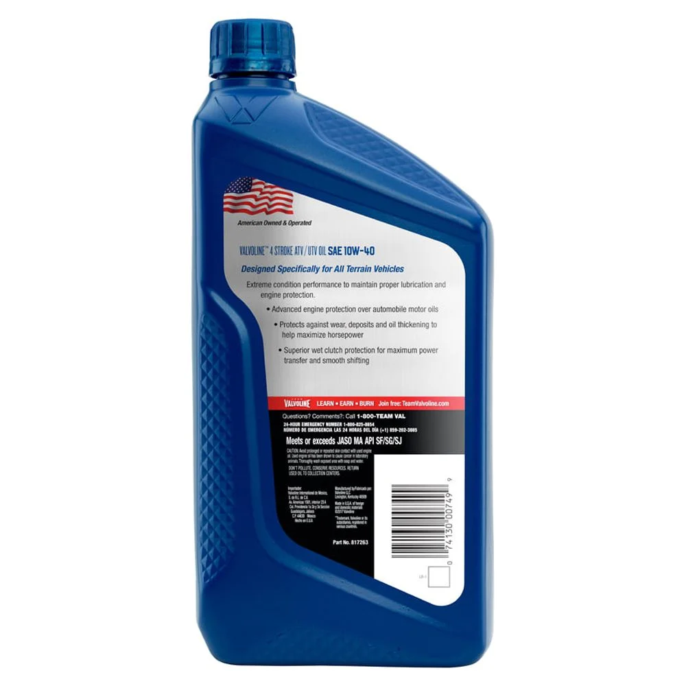 Valvoline 4-Stroke ATV/UTV SAE 10W-40 Motor Oil 1 QT - Inhomebuy