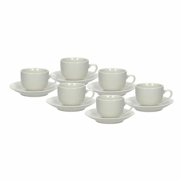 Set 6 Coffee Cup&Saucer Victoria Bianco Porcelain - Inhomebuy
