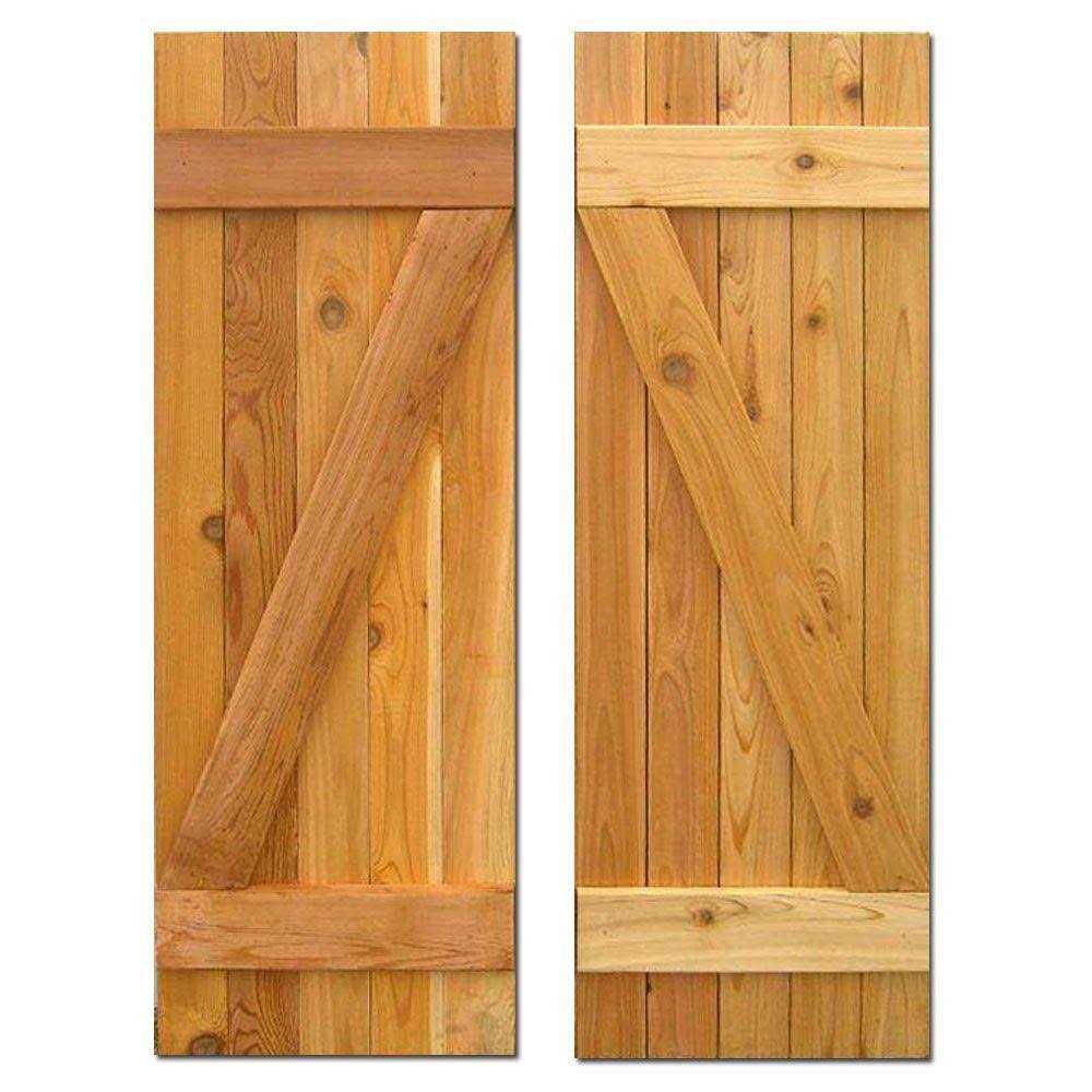 Design Craft Millworks 12 in. x Board-N-Batten Baton Z Shutters Pair Natural - Inhomebuy