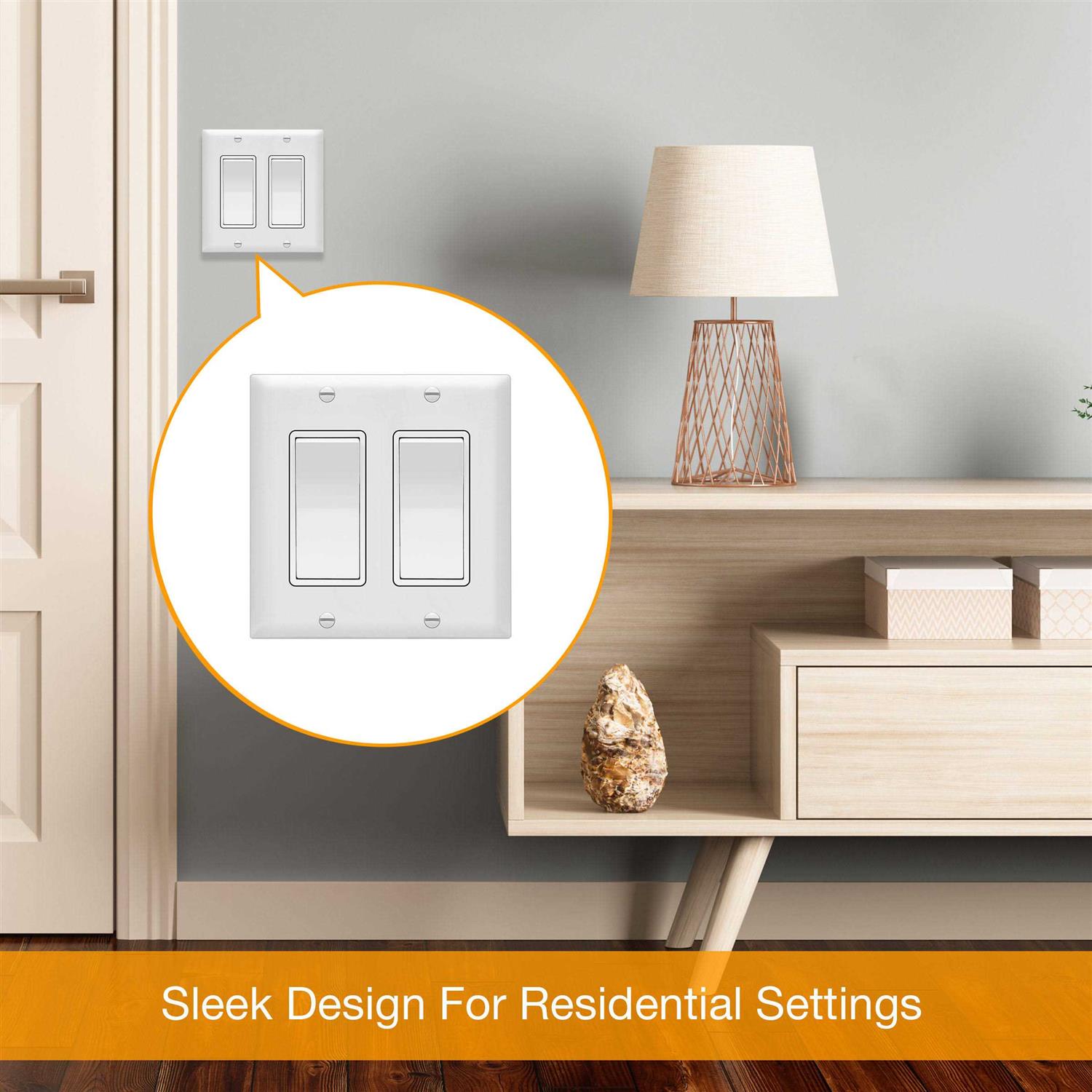 Enerlites 2-Gang Decorator Outlet/Blank Combination Wall Plate 880131-W - Inhomebuy
