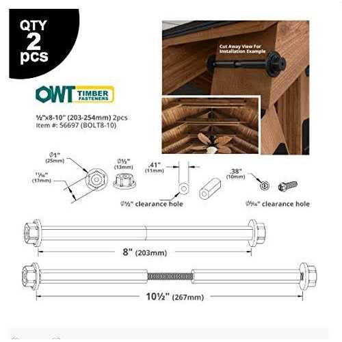 Ozco 12-inch OWT Timber Bolts - Inhomebuy