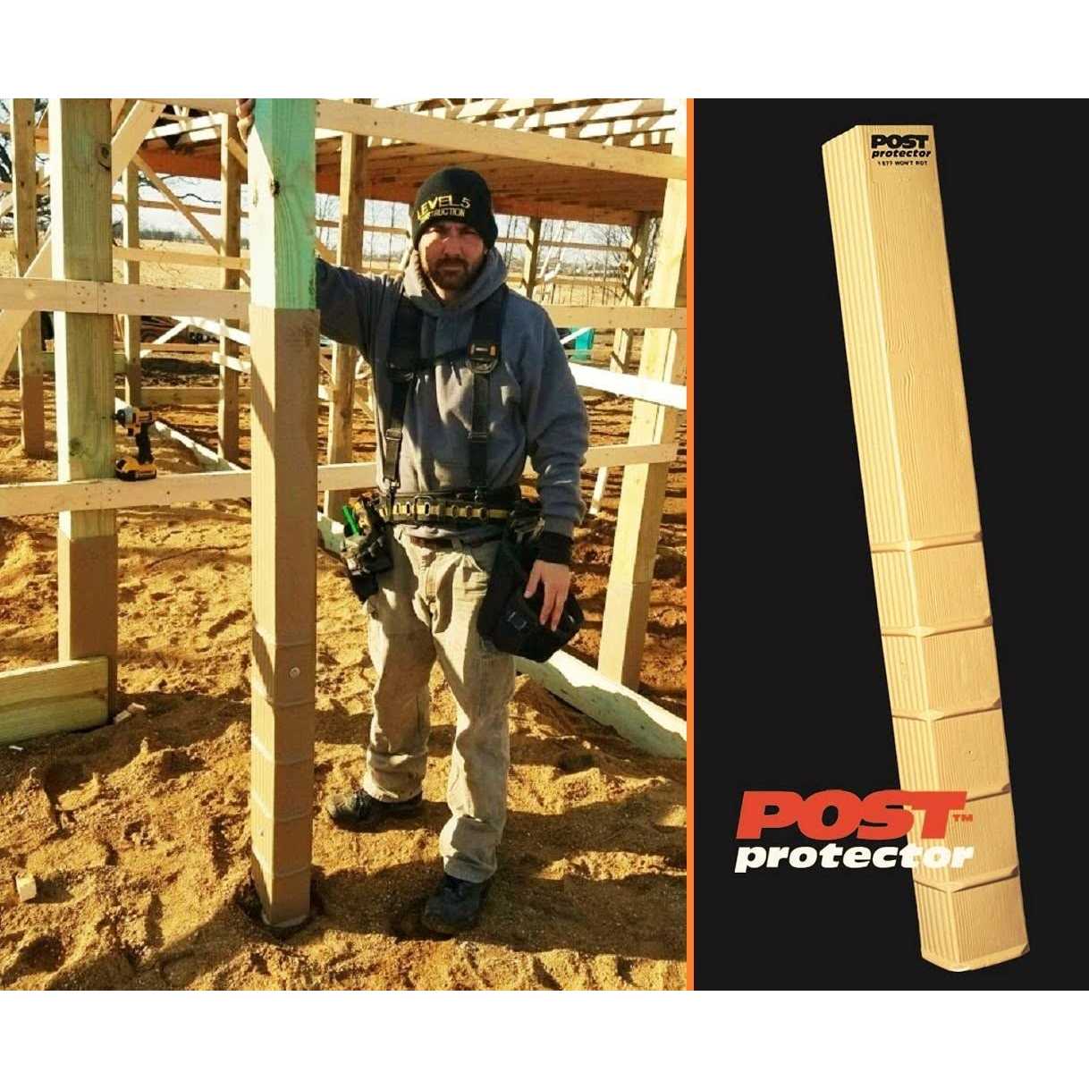 Post Protector 8 in. x 8 in. x 60 in. in-Ground Fence Post Decay Protection - Inhomebuy