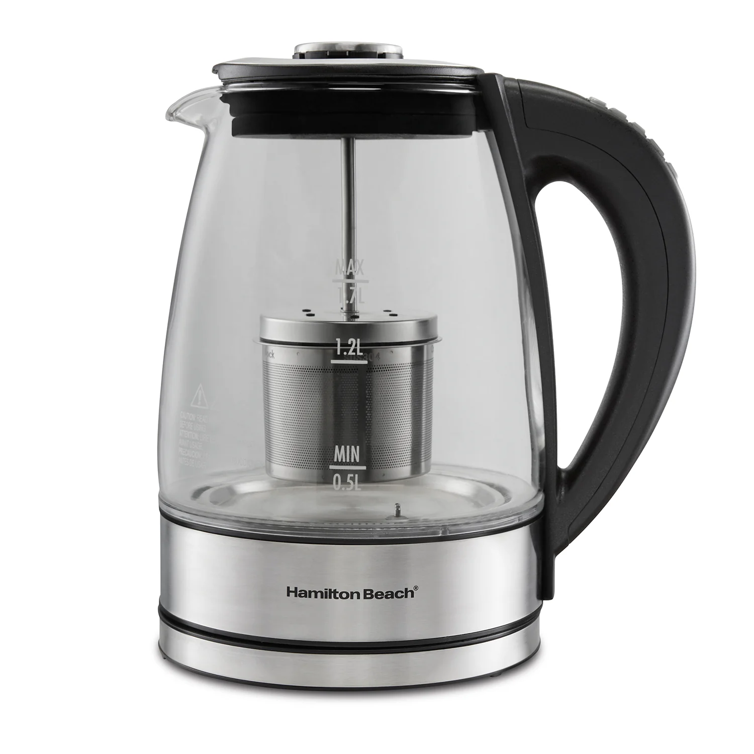 Hamilton Beach Kettle: 1.7L, variable temperature with removable Tea Infuser, glass & s/s | 40942C - Inhomebuy