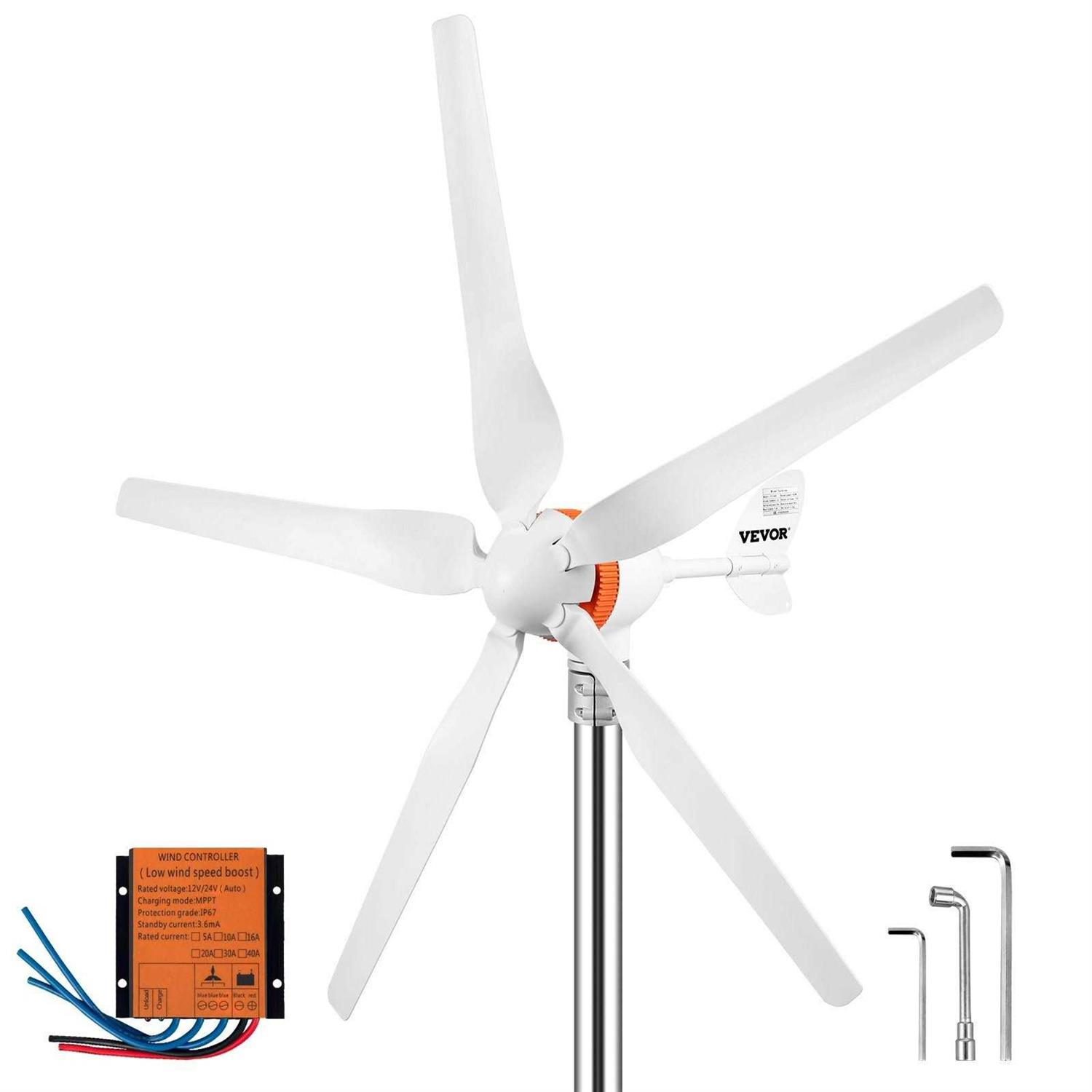 VEVOR Wind Turbine Generator 400-Watt 12-Volt/AC Wind Turbine Kit 3 Blades Wind Power Generator Controller - Inhomebuy
