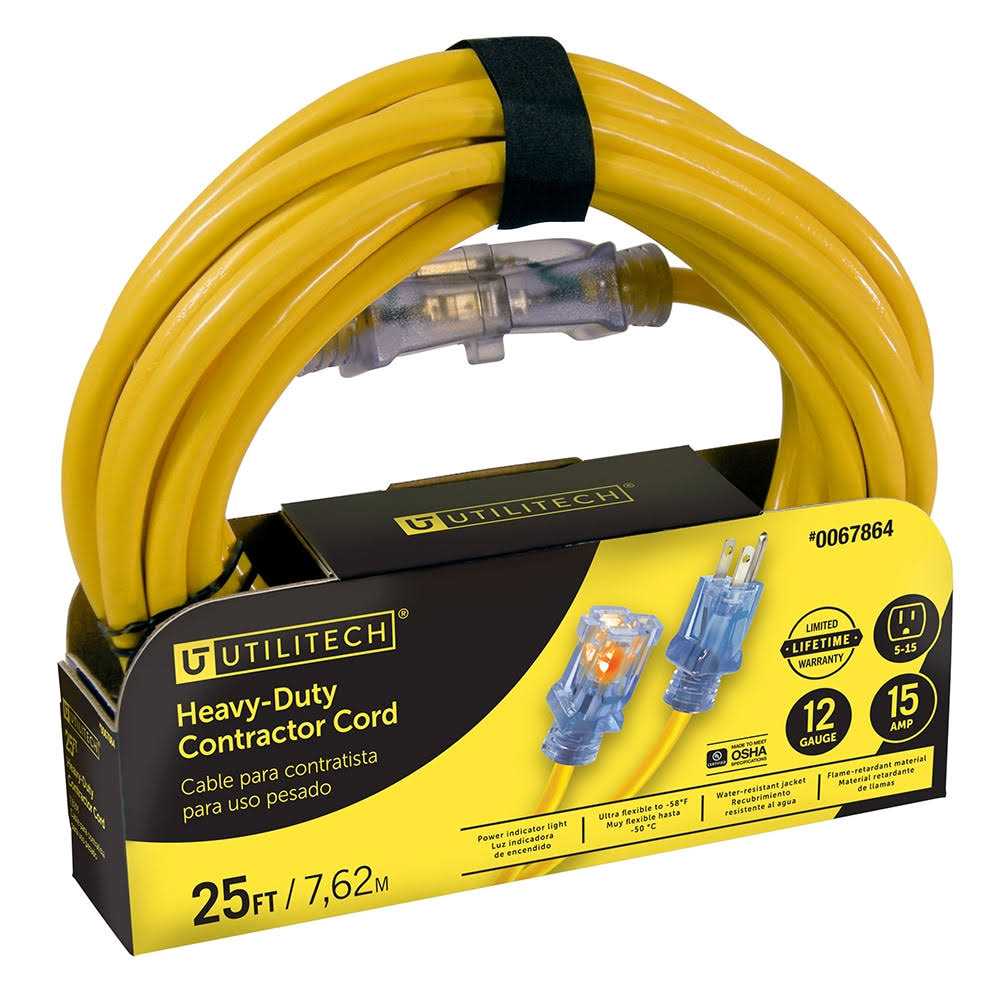 Utilitech 100-ft 12 / 3-Prong Outdoor Sjtw Heavy Duty Lighted Extension Cord UTP511835 - Inhomebuy