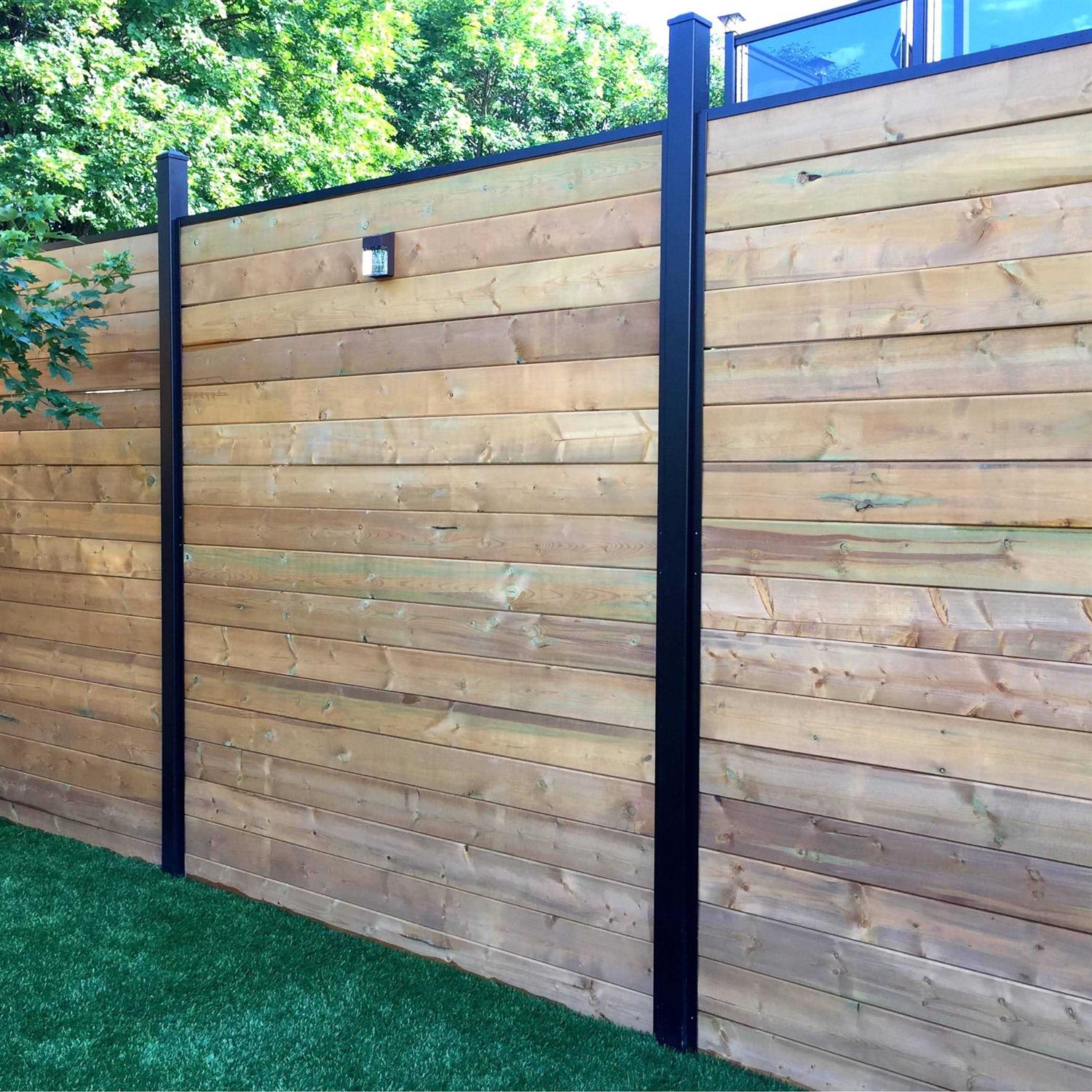 Slipfence 3-in x 3-in W x 9-ft H Aluminum Wood Fence Universal Post in Black - Inhomebuy
