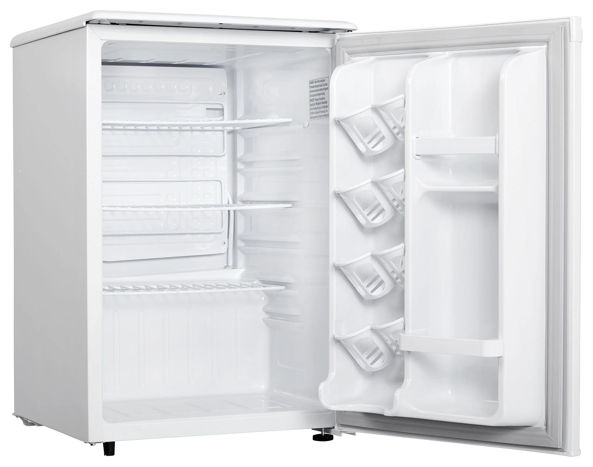 Danby Compact All-Refrigerator: 2.6 cu.ft (73L), reversible door hinge, auto defrost, 2 full width + 1.5 width adj wire shelves , R600a refrigerant, white | DAR026A1WDD - Inhomebuy