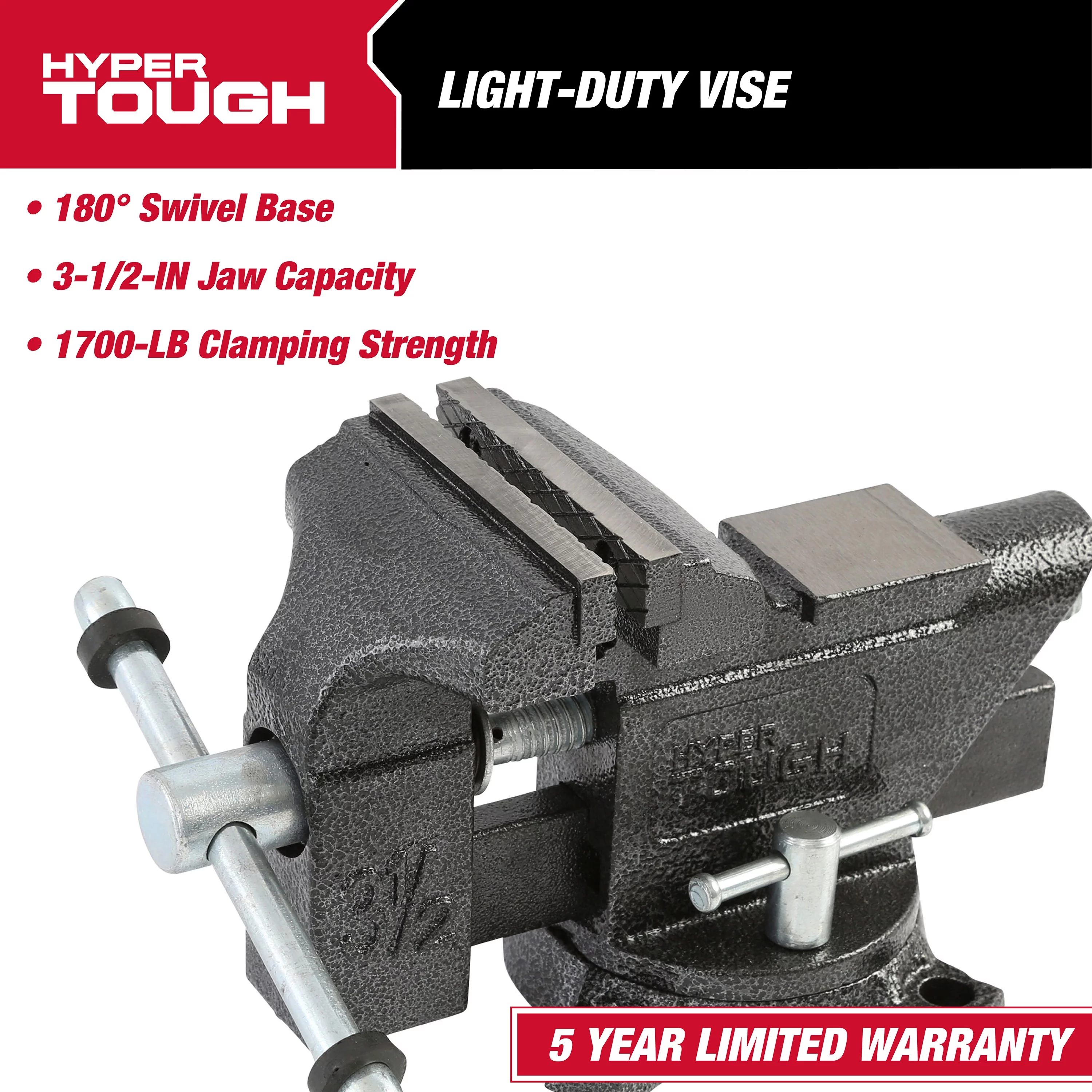 Hyper Tough 3-1/2-Inch Light-Duty Vise, 42935 - Inhomebuy