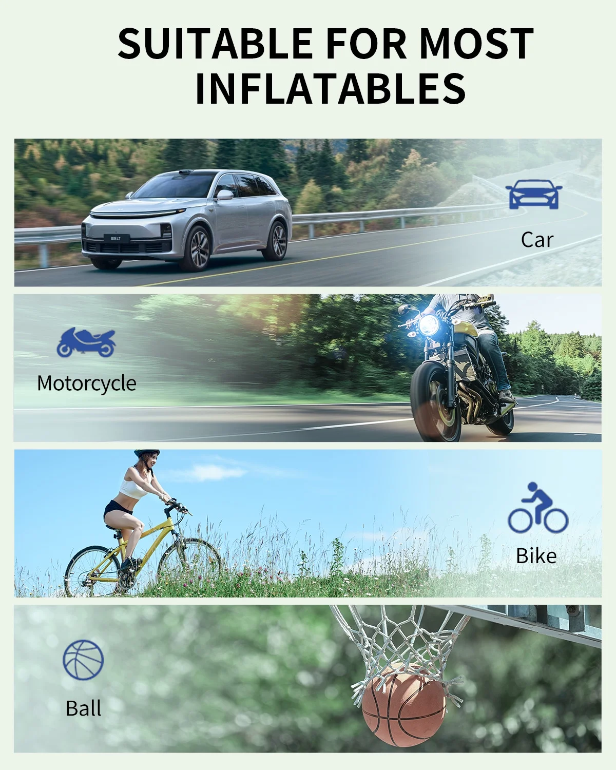 iDOO 150PSI Cordless Tire Inflator 4000mAh Portable Air Compressor Fits Car/Bicycle/Motorcycle Tires Balls - Inhomebuy