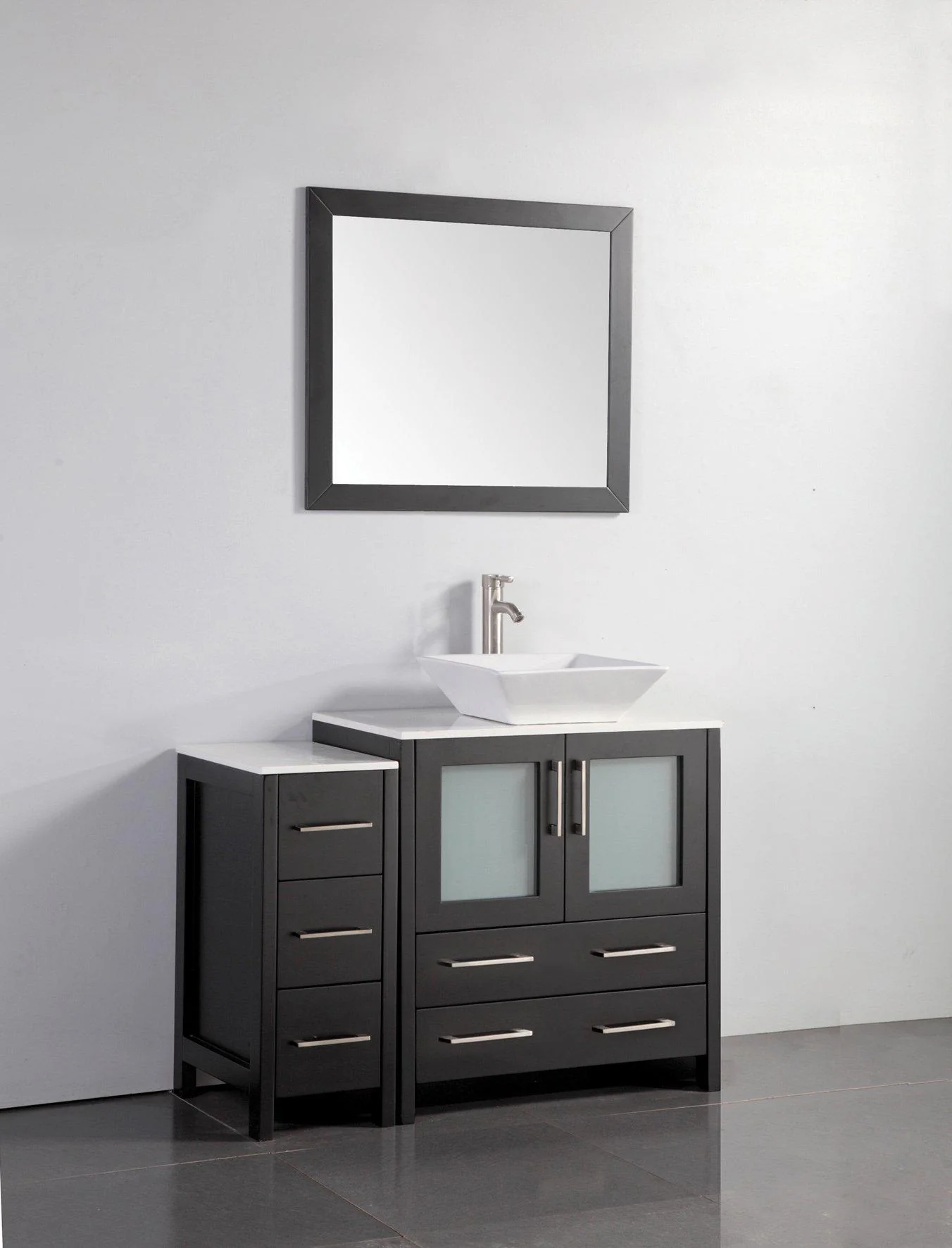 Vanity Art 42 in. Single Sink Vanity Cabinet with Ceramic Vessel Sink & Mirror - Espresso, VA3130-42E - Inhomebuy