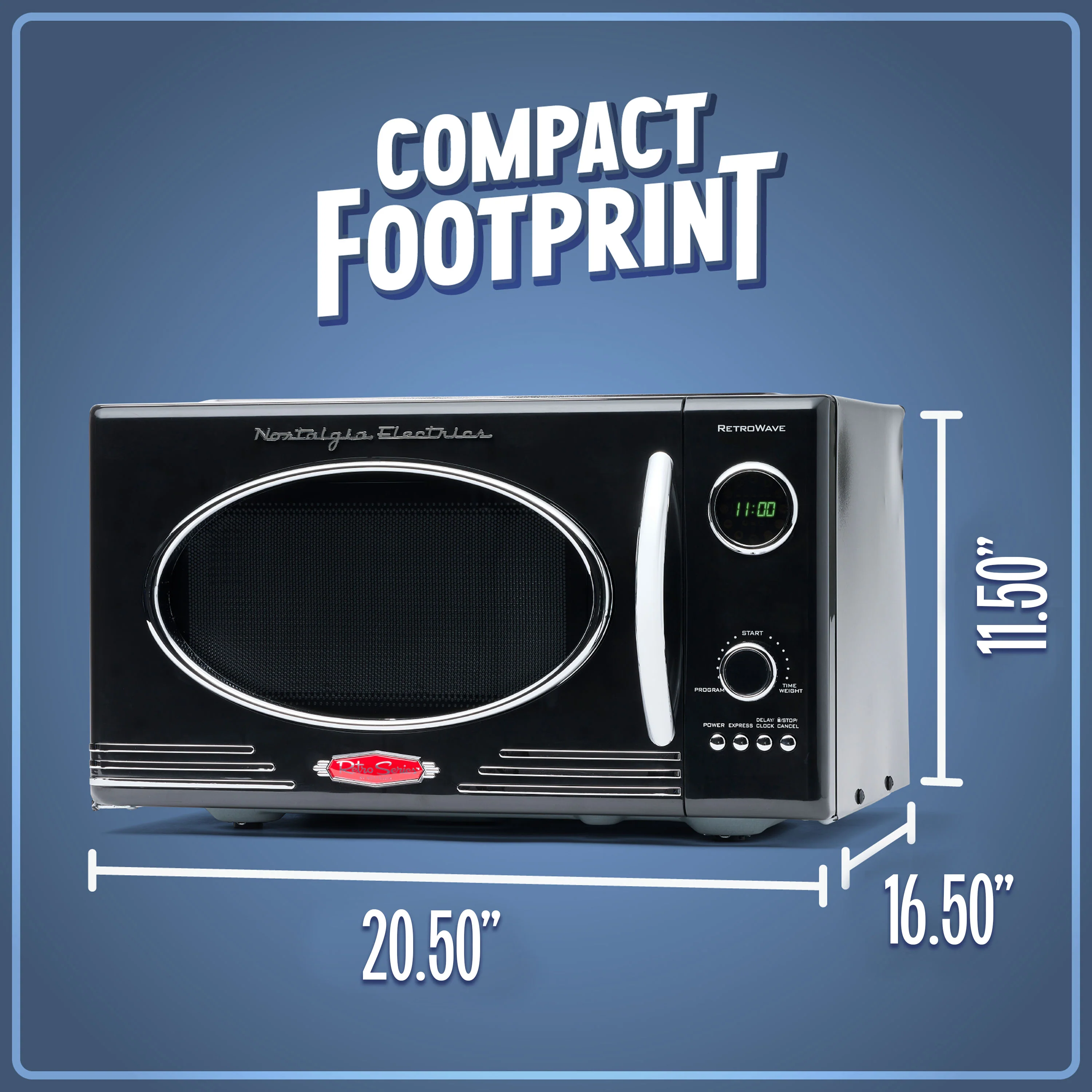 Retro 0.9 Cubic Foot 800-Watt Countertop Microwave Oven - Black - Inhomebuy