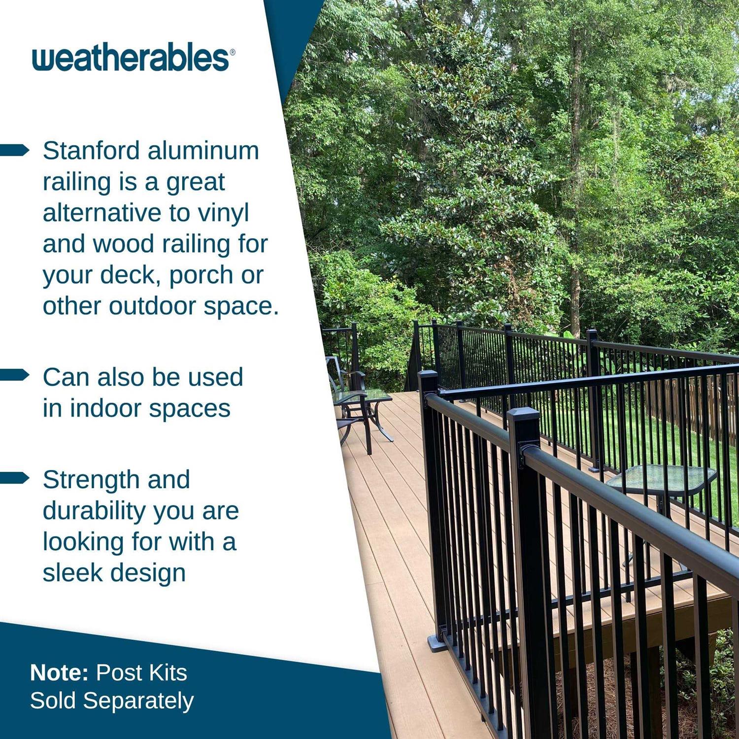 Weatherables Stanford 36 in. H x Textured White Aluminum Stair Railing Kit - Inhomebuy