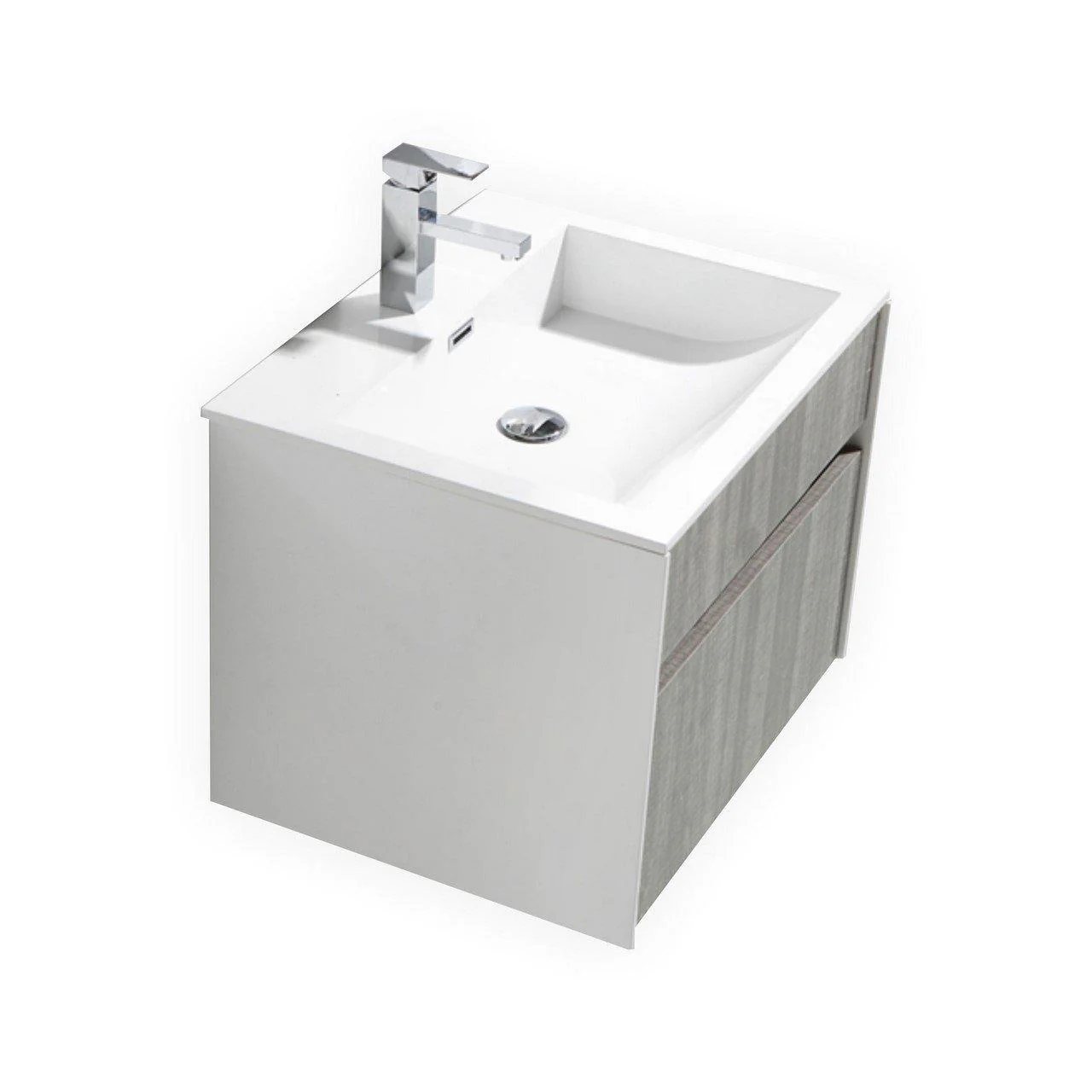 KubeBath Fitto 24 in. Ash Gray Wall Mount Modern Bathroom Vanity, S600HGASH - Inhomebuy