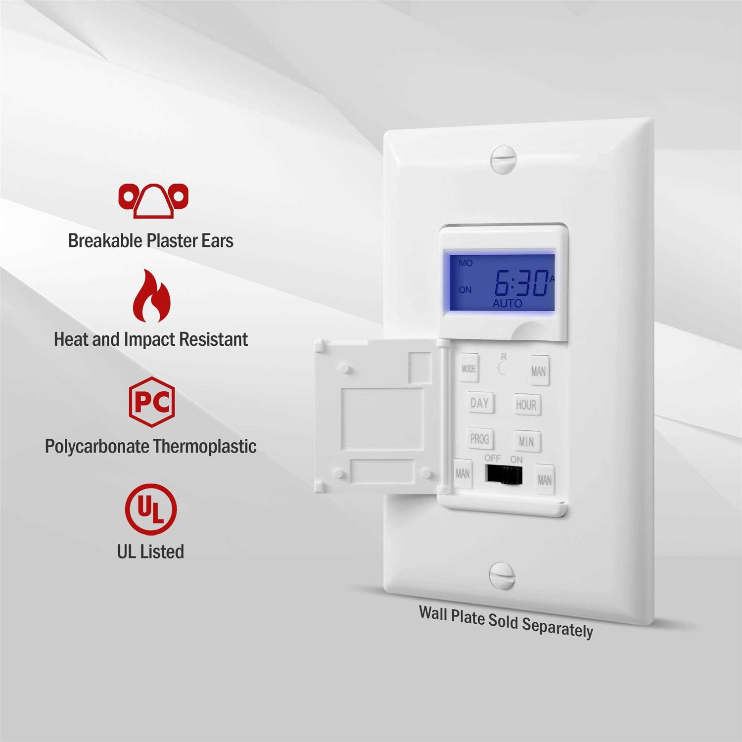 Enerlites 7-Day Digital In-Wall Programmable Timer Switch - Inhomebuy
