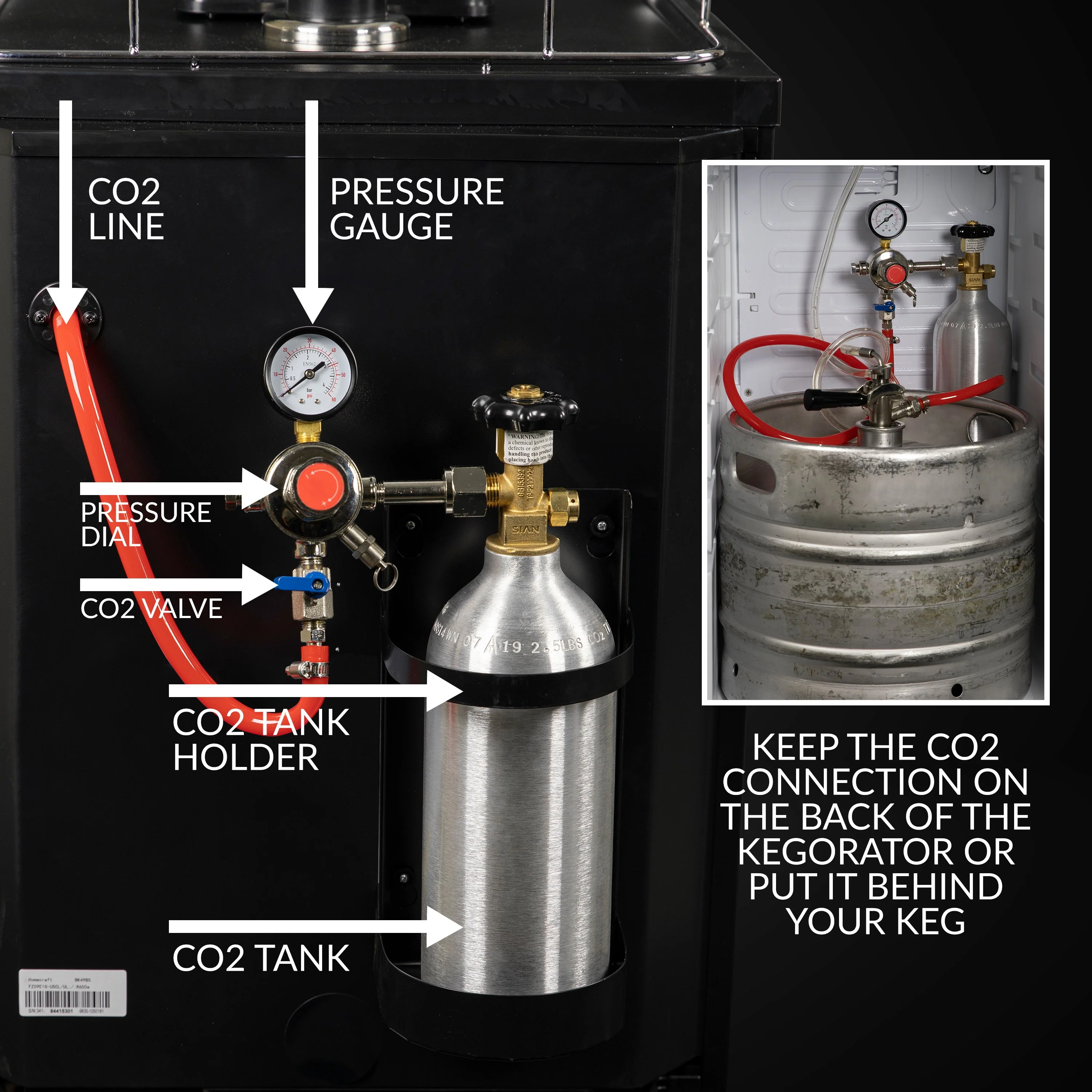 HomeCraft�?4.9 Cu. Ft. Full Size Kegerator Draft Beer Dispenser, Black Stainless Steel - Inhomebuy