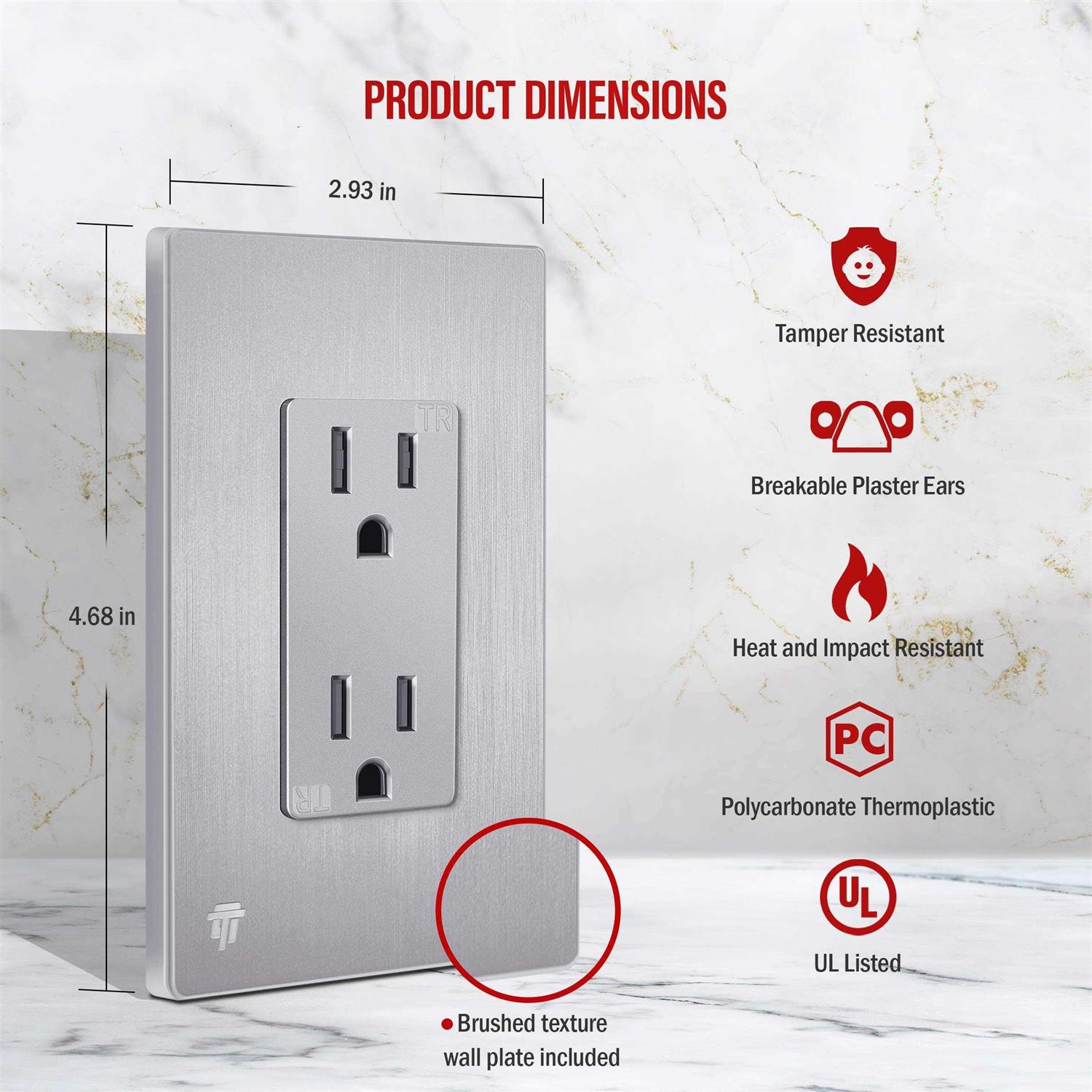 Enerlites Elite Series Decorator Light Switch with Brushed Screwless Wall Plate - Inhomebuy