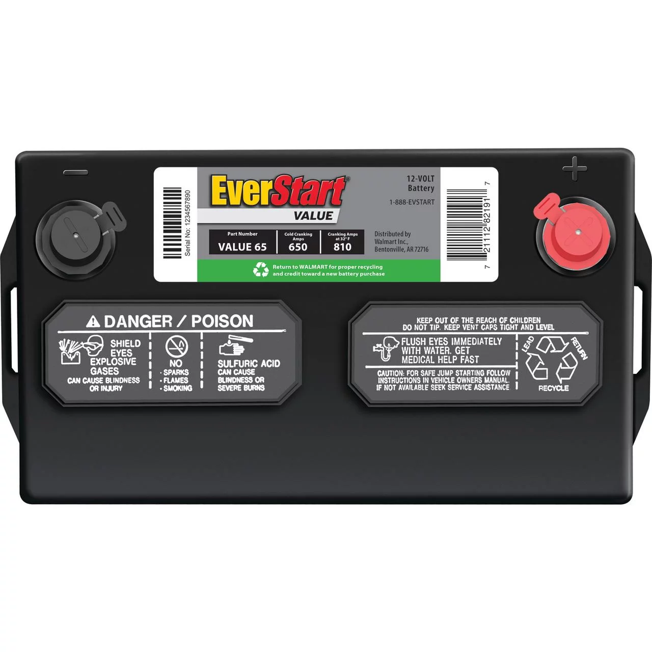 EverStart Value Lead Acid Automotive Battery, Group Size 65 12 Volts, 650 CCA - Inhomebuy