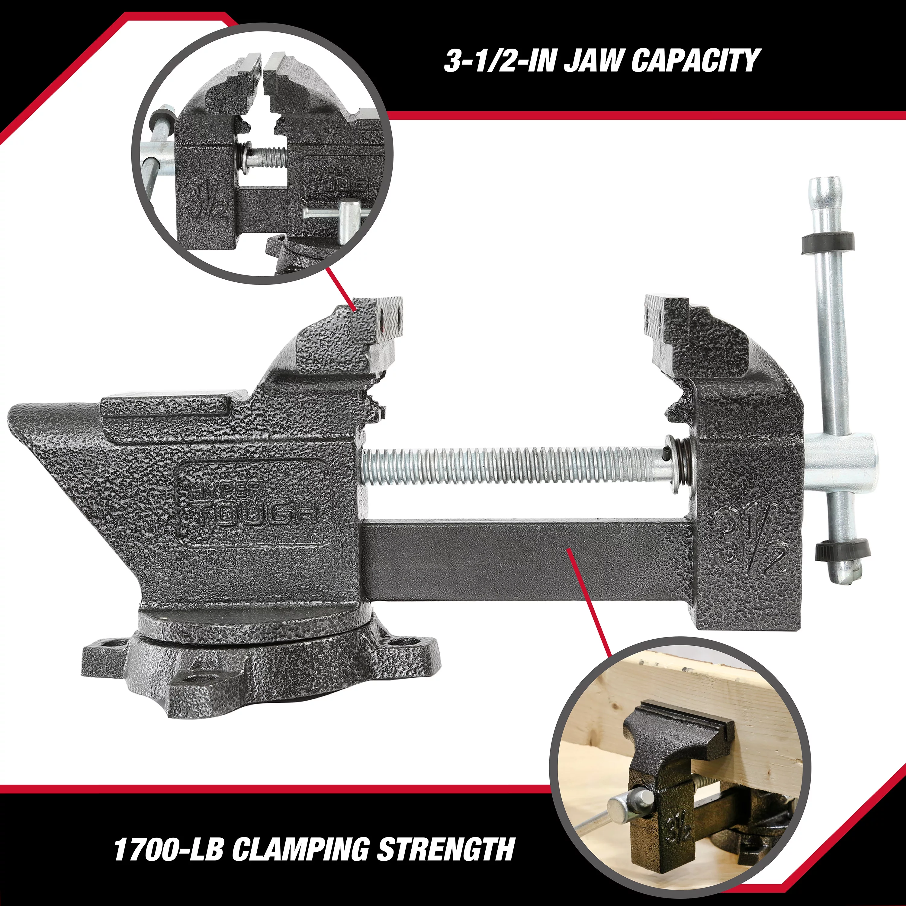 Hyper Tough 3-1/2-Inch Light-Duty Vise, 42935 - Inhomebuy