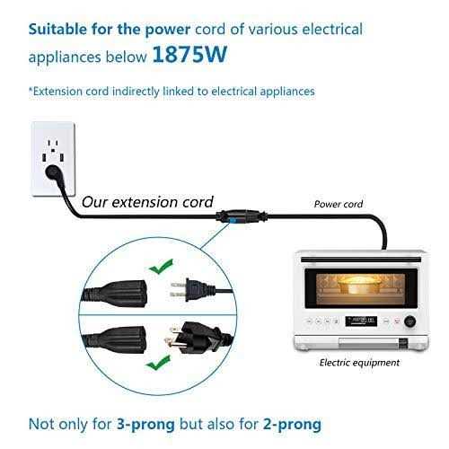 Firmerst 1875W Flat Plug Extension Cord 6 Feet 14 Awg 15A - Inhomebuy