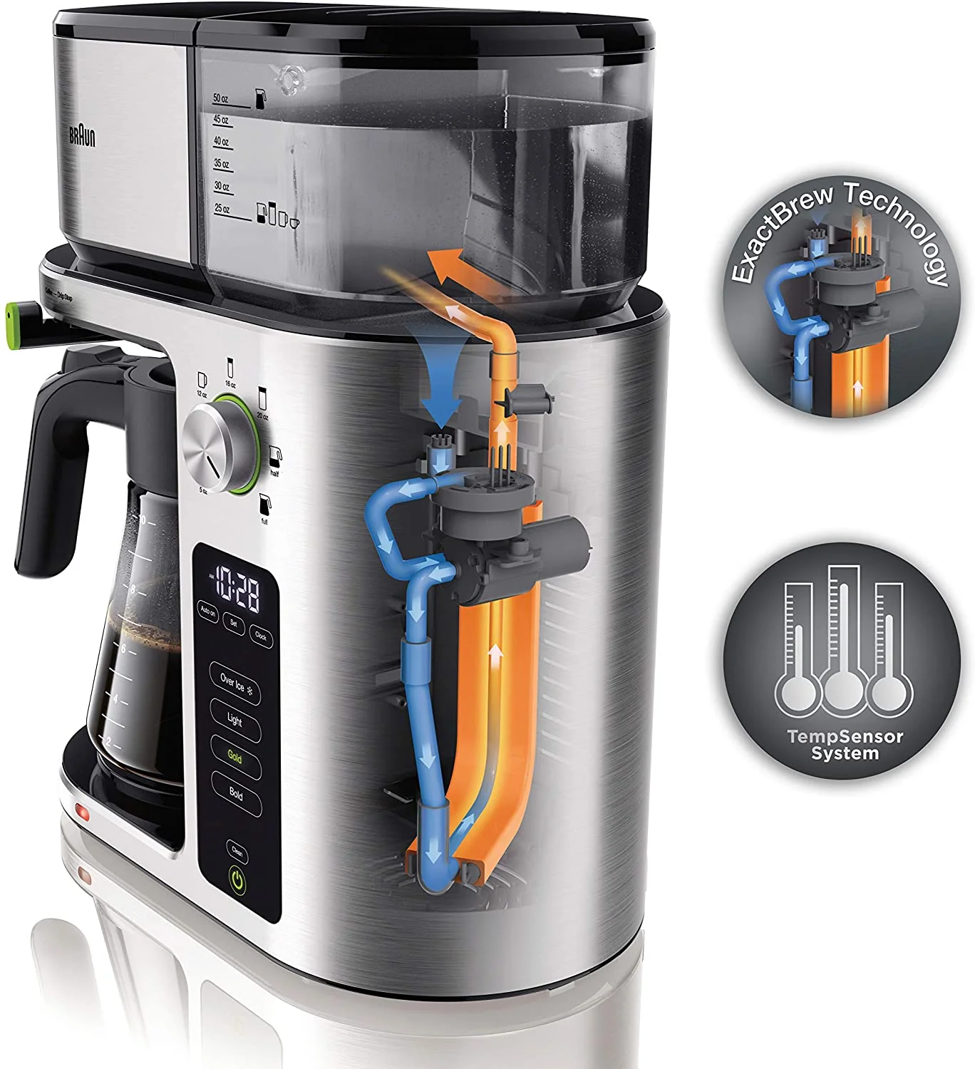 Braun MultiServe Coffee Maker + Hot Water: 7 programmable brew sizes (up to 10 cups) / 3 strengths + iced coffee, SCA certified, s/s | KF9070SI - Inhomebuy