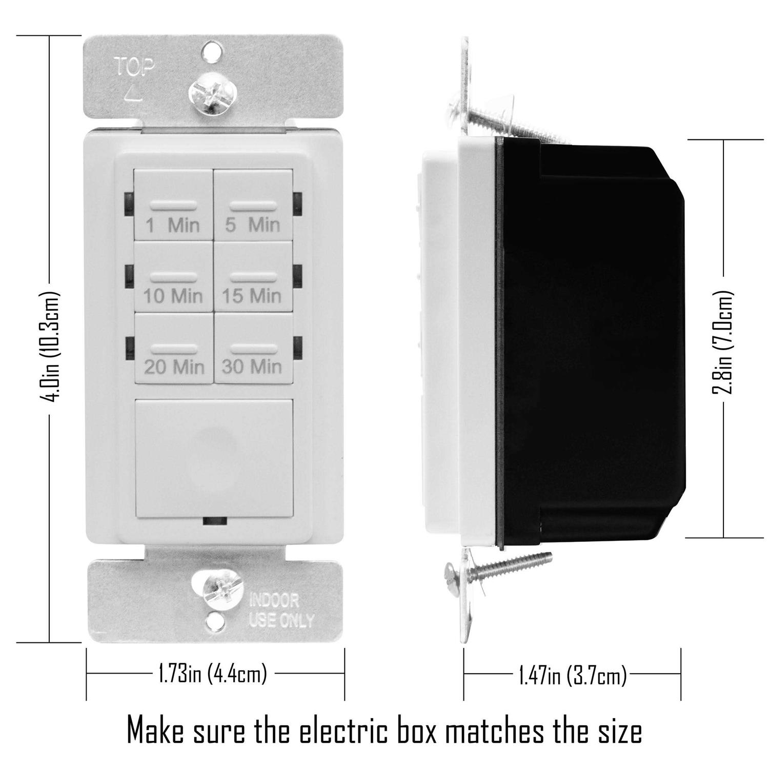 Enerlites Countdown Timer Switch 5-10-30-60 Min Hour For Bathroom Fans - Inhomebuy
