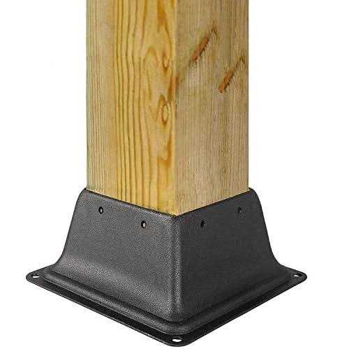 SPACEEUP 4×4 Post Base Black Square Brackets Internal Size 3.5 x 3.5 Inch Heavy Duty Steel Deck Post Base Cover Fit for 4 x 4 Standard Wood - Inhomebuy