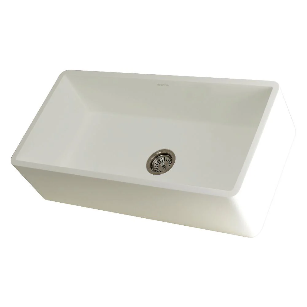 Kingston Brass 36 In. Apron Front Farmhouse Single Bowl Kitchen Sink, Matte White, GKFA361810BC - Inhomebuy