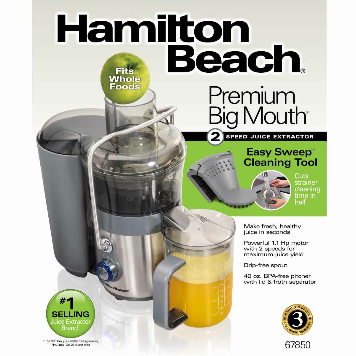 Hamilton Beach Juice Extractor | 67850 | Big Mouth Premium, 2-speed, 1.1 HP - Inhomebuy