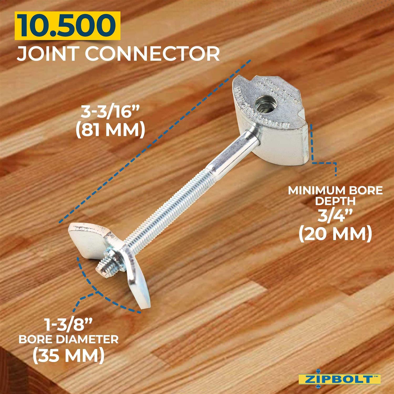 Zipbolt Countertop Connector — Joint Connector Drawbolt Pack with 5mm Hex Bit for Joining Countertops - Inhomebuy