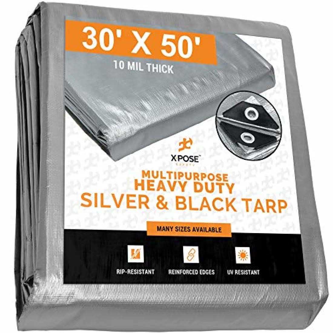 Xpose Safety Heavy Duty Poly Tarp 10 Mil Thick Waterproof, UV Blocking Protective Cover - Inhomebuy