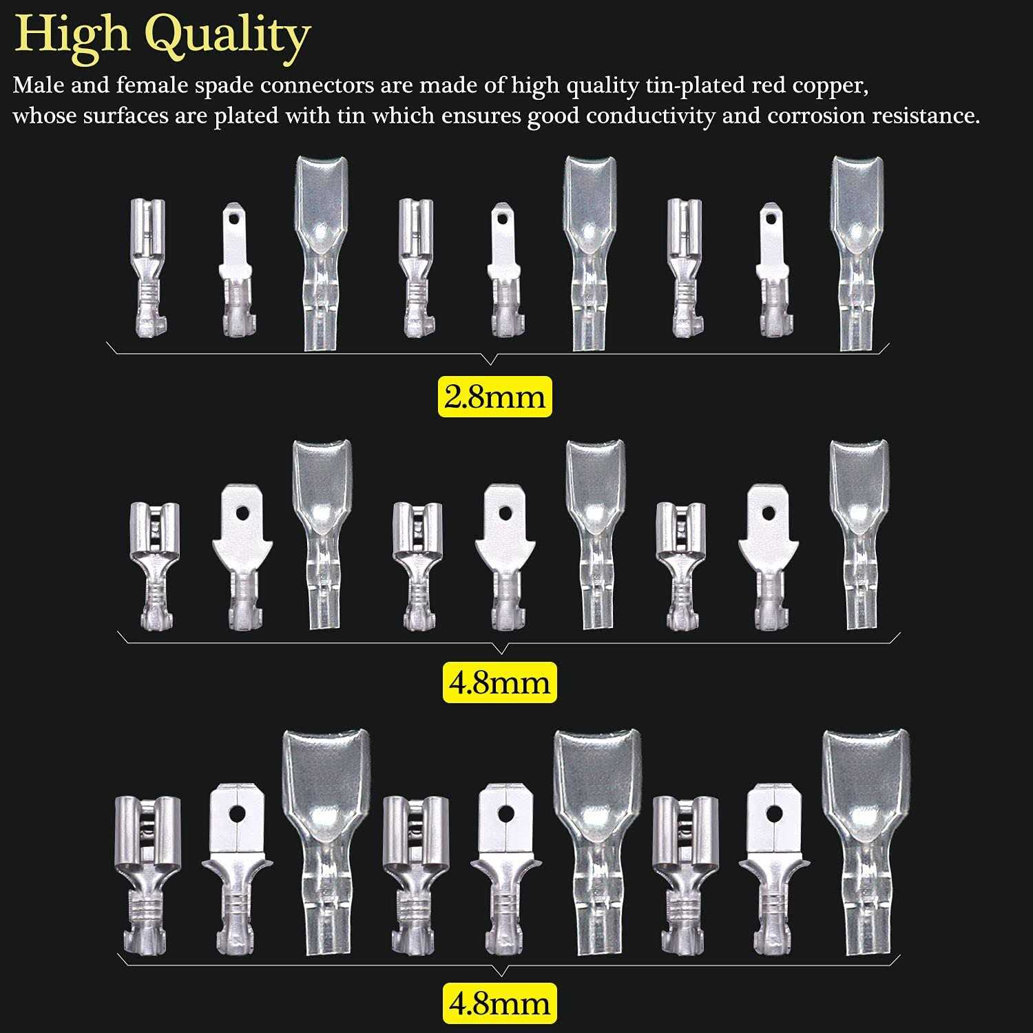 Twidec/20Pcs 4.8mm and 6.3mm Female Spade Crimp Terminal with Insulating Sleeve and Wire Red + Black Female Spade Quick Splice Assortment Kit - Inhomebuy